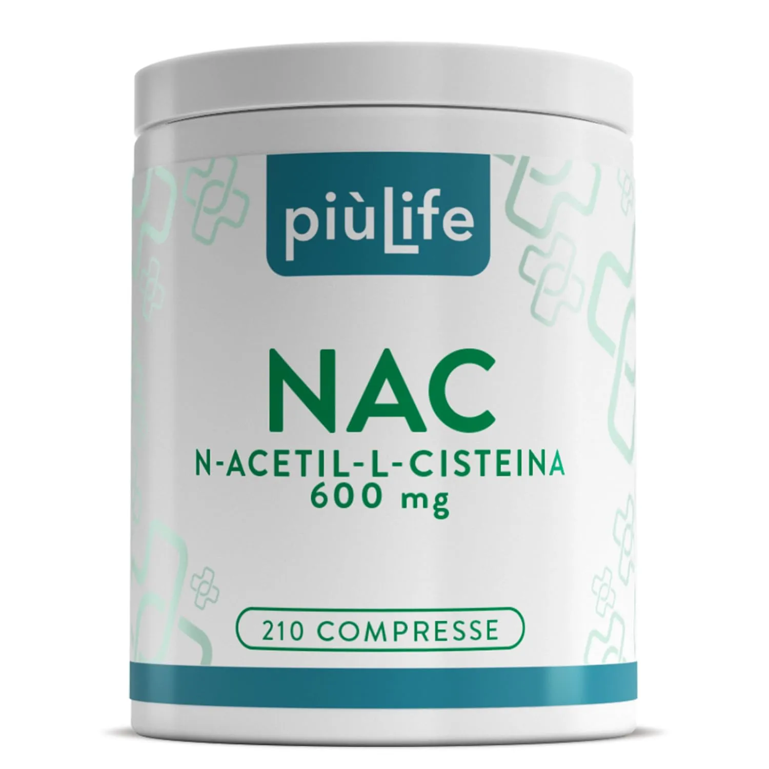 NAC n-acetil-cisteina 600mg 210 compresse PiùLife – n acetilcisteina 1 al giorno – NAC 600 Integratore Antiossidante, Sintesi del Glutatione, Proprietà Difese Immunitarie, Mucolitico Fluidificante