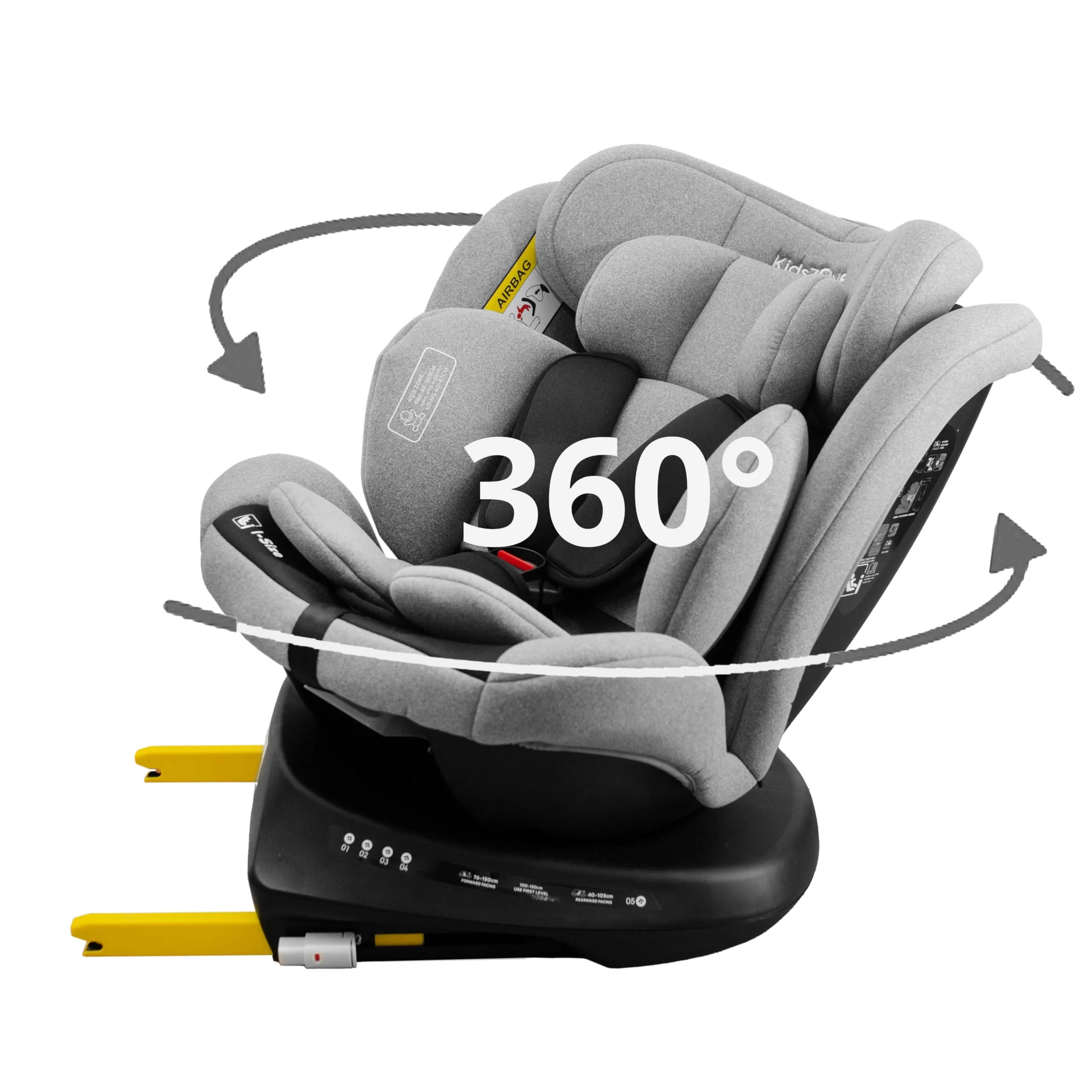 Seggiolino Auto 0-36 kg Isofix i-Size, 40-150 cm - Seggiolino Auto Girevole 360 per Bambini Gruppo 0/1/2/3 - Top Tether, Reclinabile 5 posizioni, Regolabile in Altezza