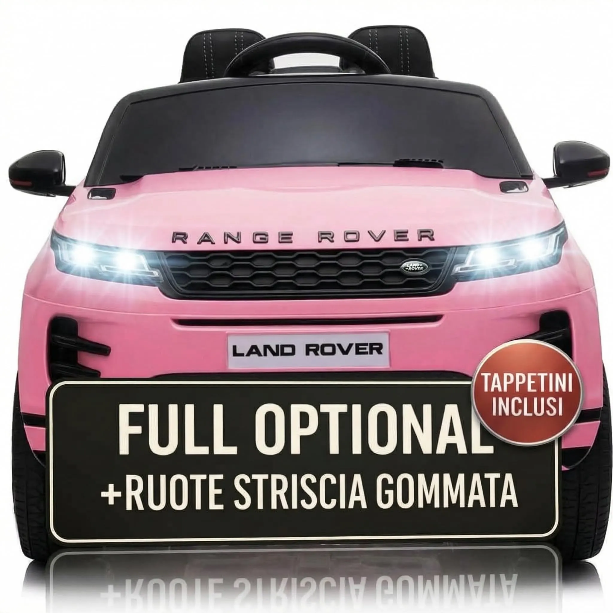 Macchina Elettrica Per Bambini Range Rover Evoque Full Optional Ruote in Gomma Auto Elettrica Per Bambini Telecomandata Sedile In Pelle Porte Apribili Doppio Motore Elettrico 12V TOYSCAR rosa