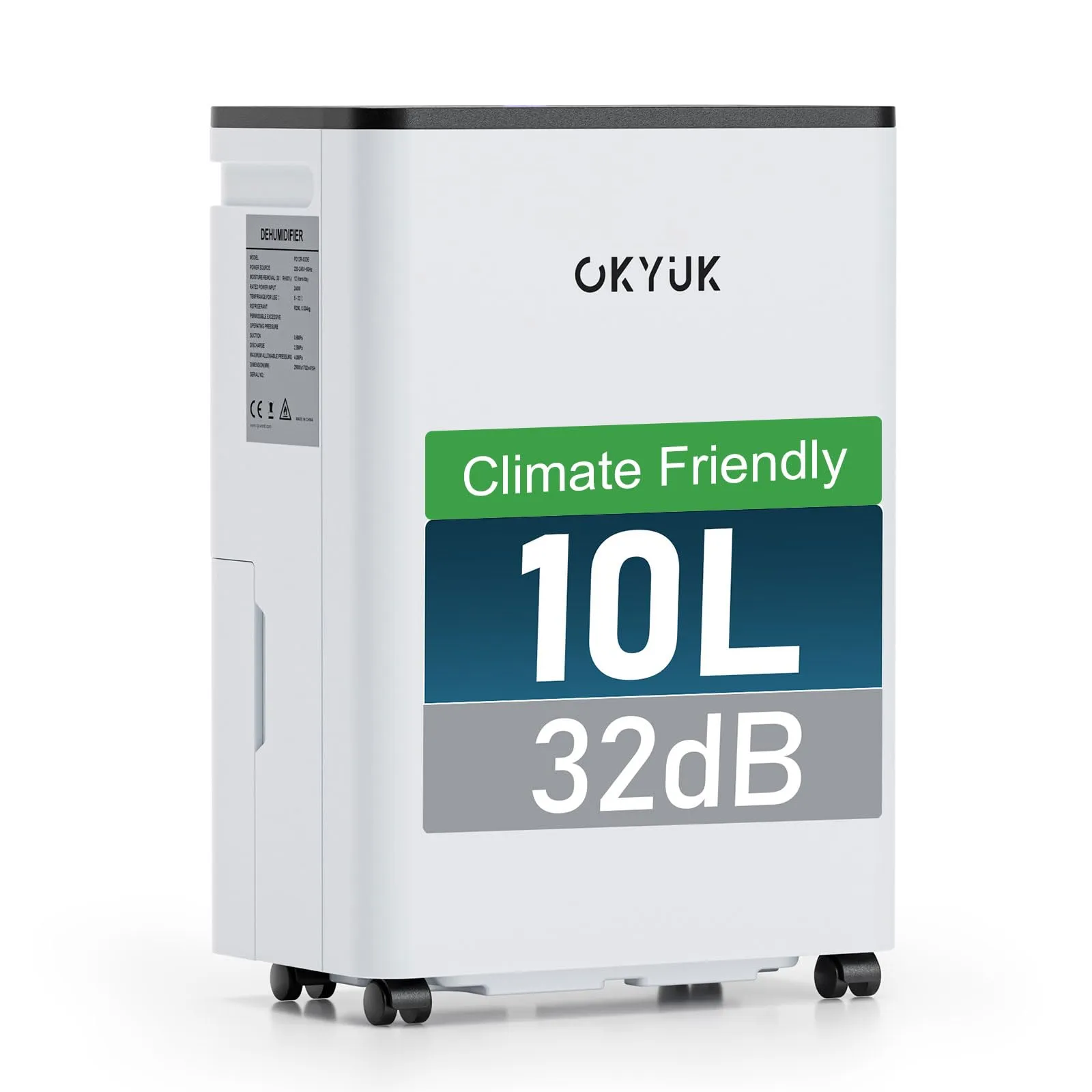 OKYUK Deumidificatore Casa Muffa 10 L, deumidificatore bagno, deumidificatore casa 2.5L, 30 m², con spegnimento automatico Timing 24H, ideale per camper, bagno, camera da letto, cantina (10L Bianco)
