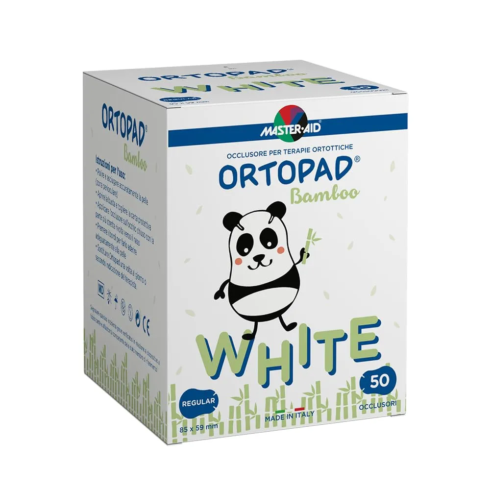 MASTER AID Ortopad White Regular - Cerotti Oculari per Bambini - Cerotto Occlusore Occhio Bambini per il Trattamento di Occhio Pigro e Strabismo - 1 Confezione da 50 Pezzi - 8,5 x 5,9 cm