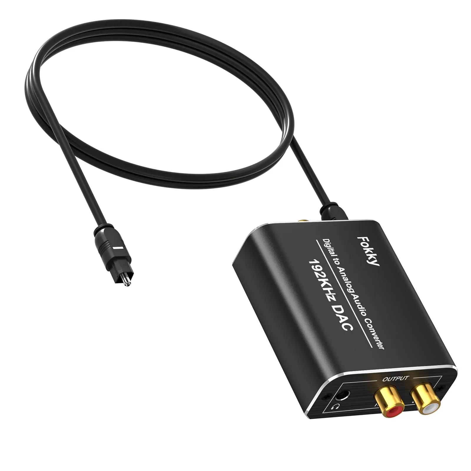 Fokky DAC Audio Hi-Fi Con Cavo RCA Jack, 192 kHz DAC Audio/DAC, Adattatore Ottico Jack 3.5/Convertitore Audio Digitale Analogico, Cavo Ottico Audio Digitale per console di gioco HDTV DVD Blu-ray