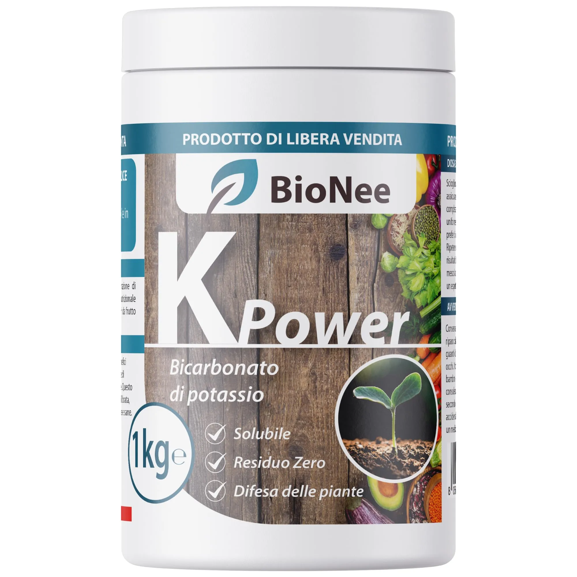 Bicarbonato di Potassio Puro - Fertilizzante Antifungino per Piante, Orto e Piante da Frutto, Supporta la Crescita e la Salute Vegetale - 1 kg