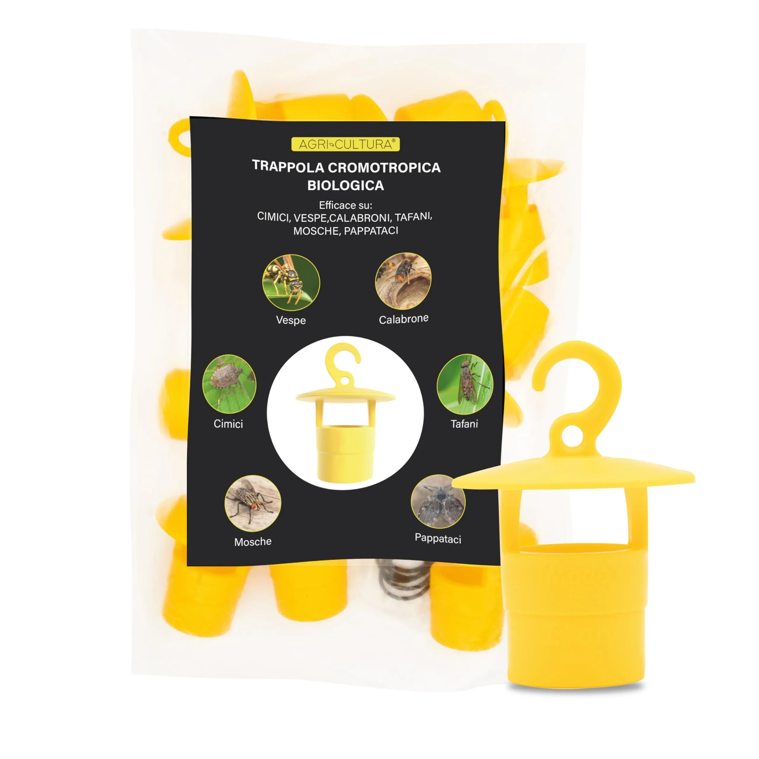 AGRI-CULTURA® |Tappo Trappola Biologico Contro Insetti Infestanti【10 PZ】 Esca Trappola Contro Mosca dell'ulivo, Vespe, Calabroni, Cimice Asiatica, Drosophila Suzukii, Popilia Japonica e altri insetti