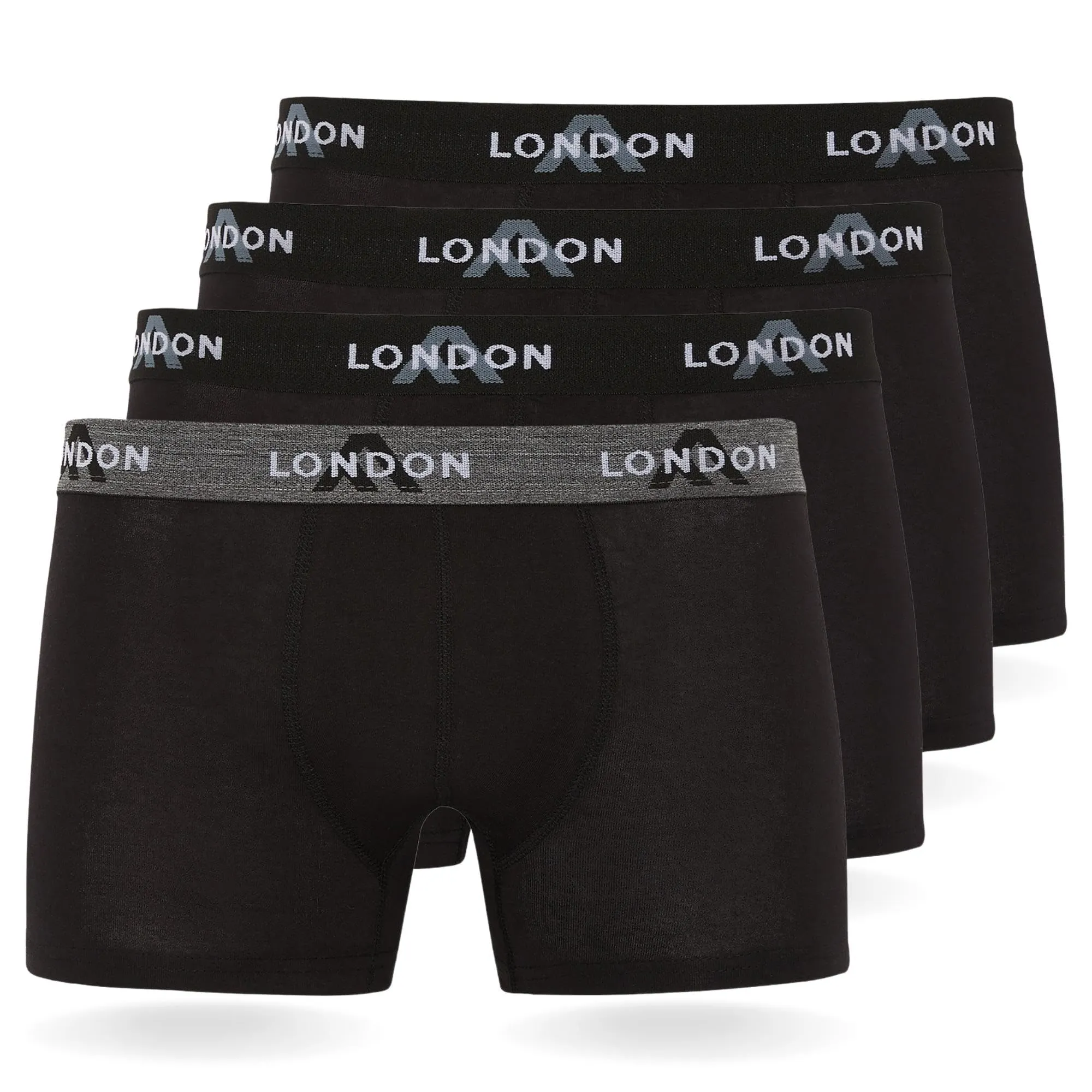 FM London Pacchetto da 4/8 Mutande Uomo - Boxer Uomo Cotone, Aderenti e Confortevoli per l'Uso Quotidiano, Nero (4 Pezzi), M