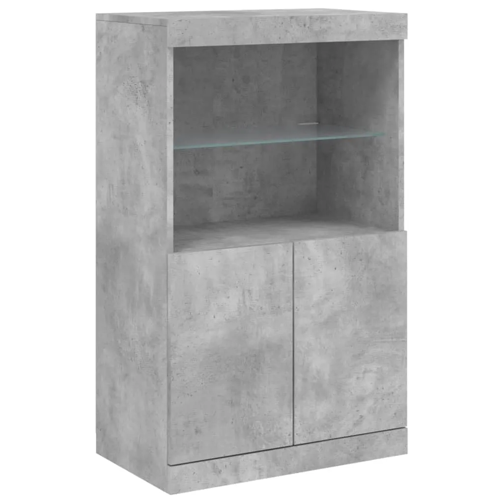 vidaXL Credenza con Luci LED Grigio Cemento 60,5x37x100 cm