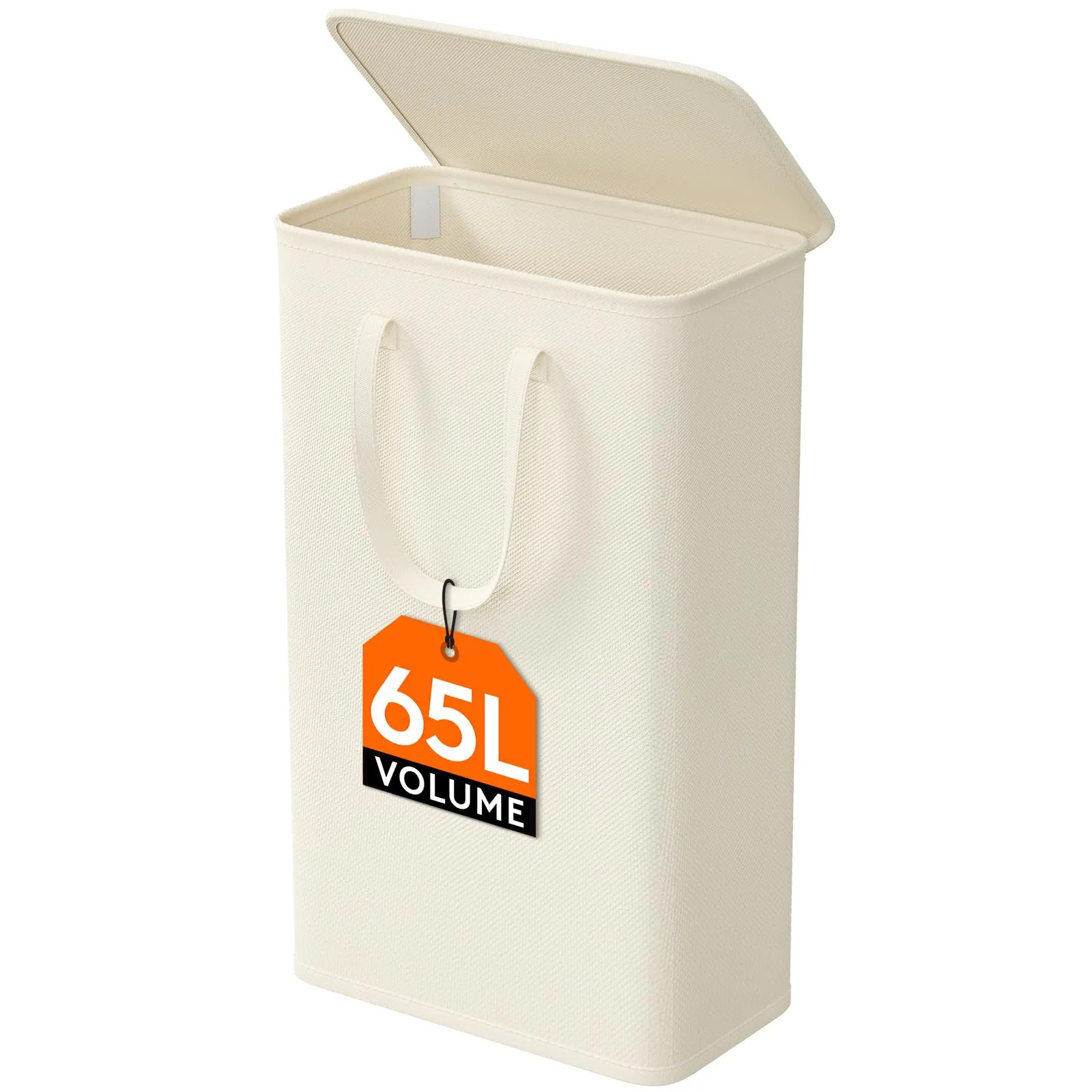 Lifewit Cesta Portabiancheria Salvaspazio con Coperchio, Cesto Biancheria Sporca Sottile con Manici, Portabiancheria Sporca Pieghevole per Camera da Letto, Bagno, Lavanderia, 65 L, Bianco
