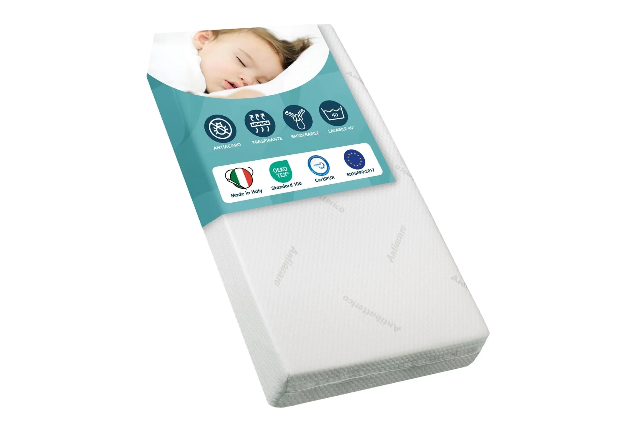 GHIOCUSCINI, Materasso Neonato CM 60 x 120 alto 11, ANTIACARO, Certificato EN16890:2017+A1:2021, OEKO-TEX® CertiPUR™ Materasso Culla 100% Made in Italy