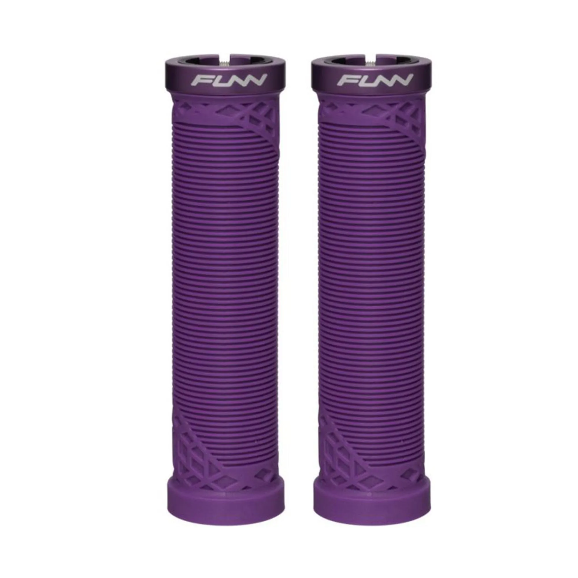 Funn Hilt Manopole per Mountain Bike con sistema di bloccaggio semplice, leggere ed ergonomiche, con un diametro interno di 22 mm, manopole uniche per manubrio con motivo (Viola)