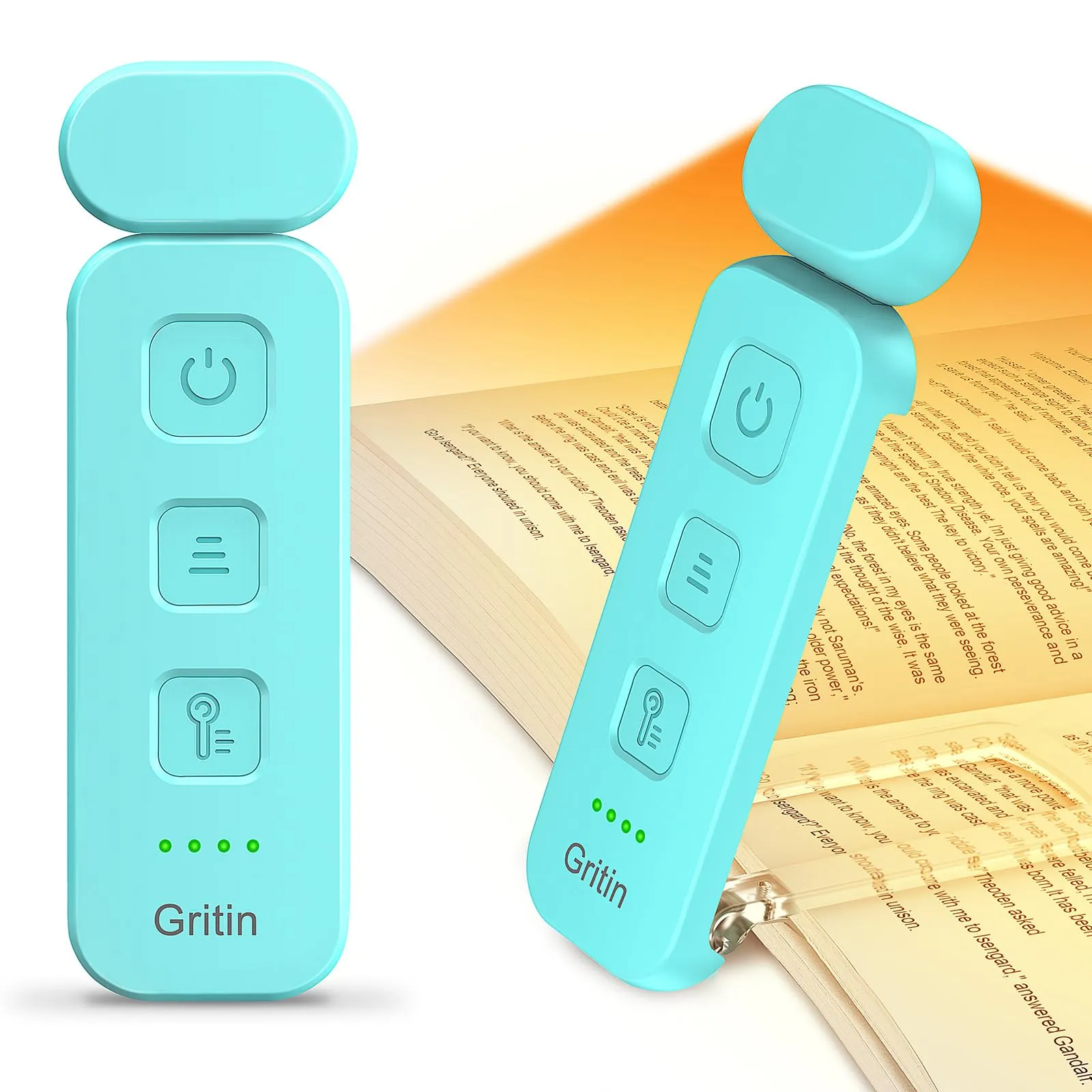 Gritin Luce per Lettura Libri a Letto, 7 LED Luce Lampada da Lettura per Libro Ricaricabile Clip, 3 Temperatura Colorei, 5 Luminosità & Regolabili in Continuo per Gli Amanti dei Libri