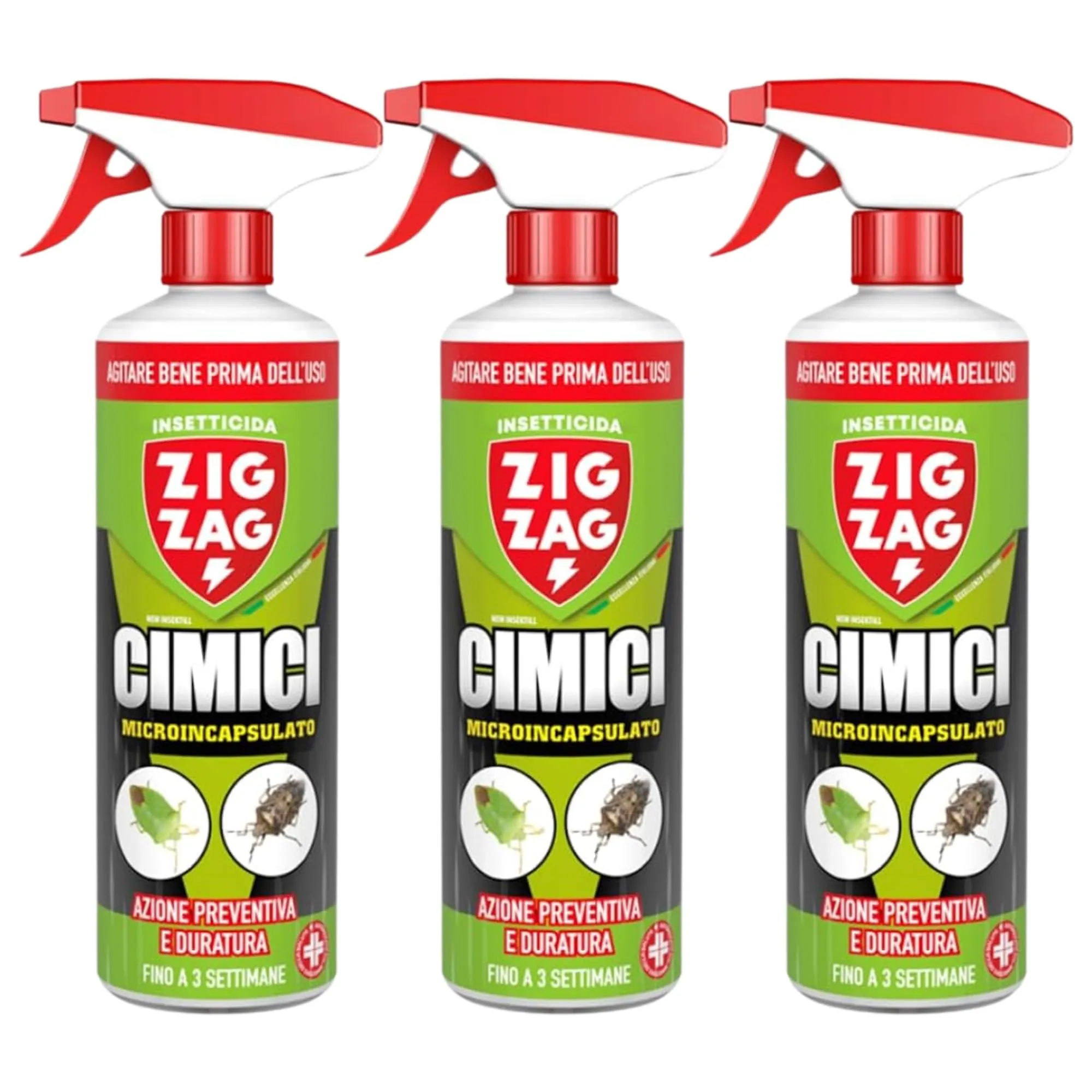 3 PEZZI Zig Zag,Cimici, Insetticida Microincapsulato a lento rilascio indicato per le Cimici, azione rapida e residuale, formato 500 ml X 3 CONFEZIONI