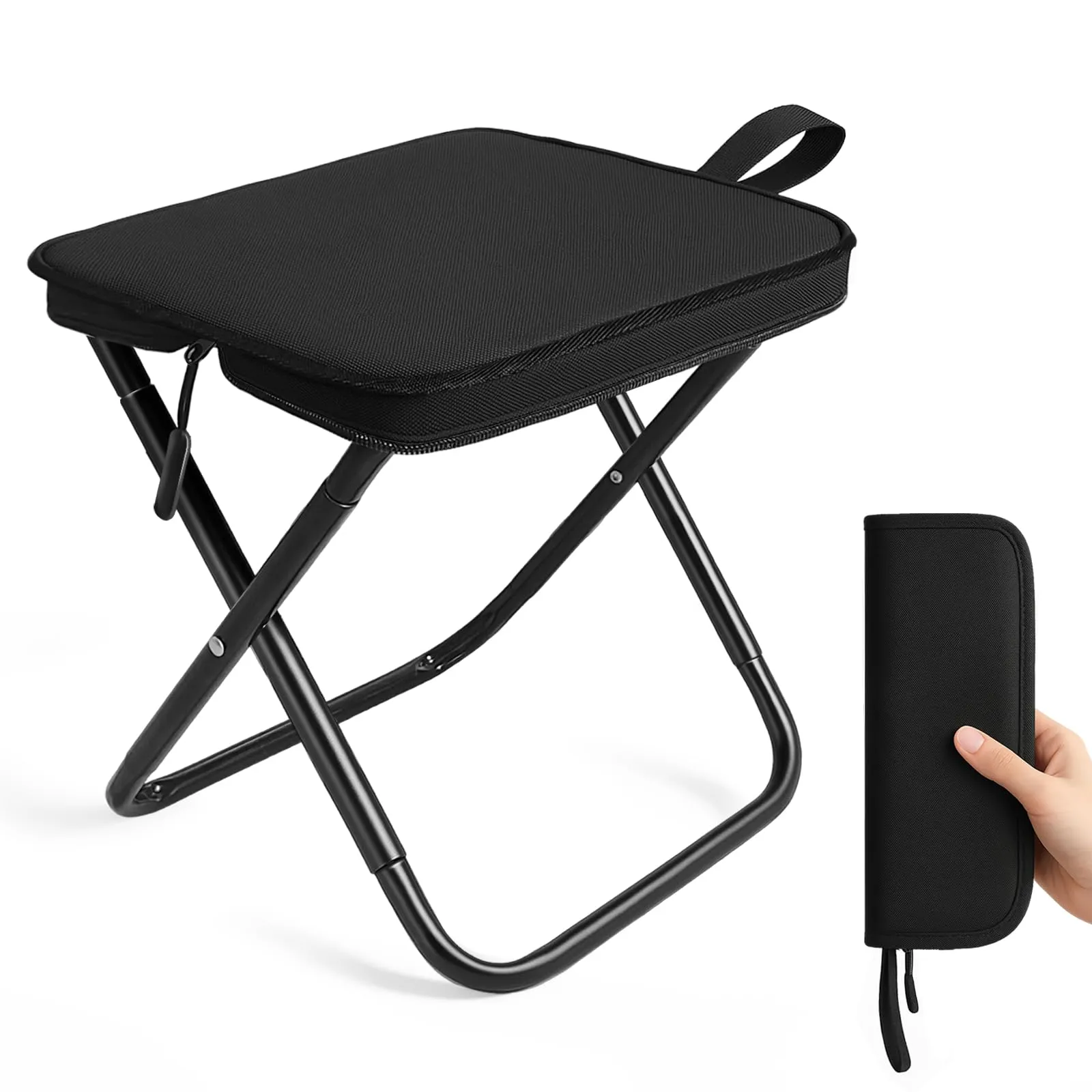 IBOPUXIU Sgabello Pieghevole, Sedie Pieghevoli Da Esterno, Portatile Leggero Sedia Pieghevole, Per Campeggio, Pesca, Escursioni E Viaggi, Resistente 120kg, Peso 0.6kg
