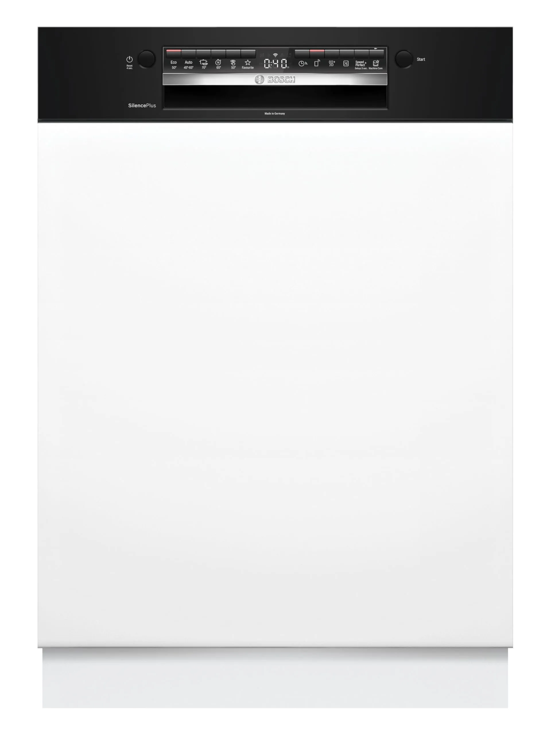 Bosch SMI4HCB07E Serie 4, Lavastoviglie Smart da incasso con frontalino, 14 coperti, Cestelli personalizzabili, Indicazione di funzione a pavimento, Motore EcoSilence Drive, Nero, 60 cm.
