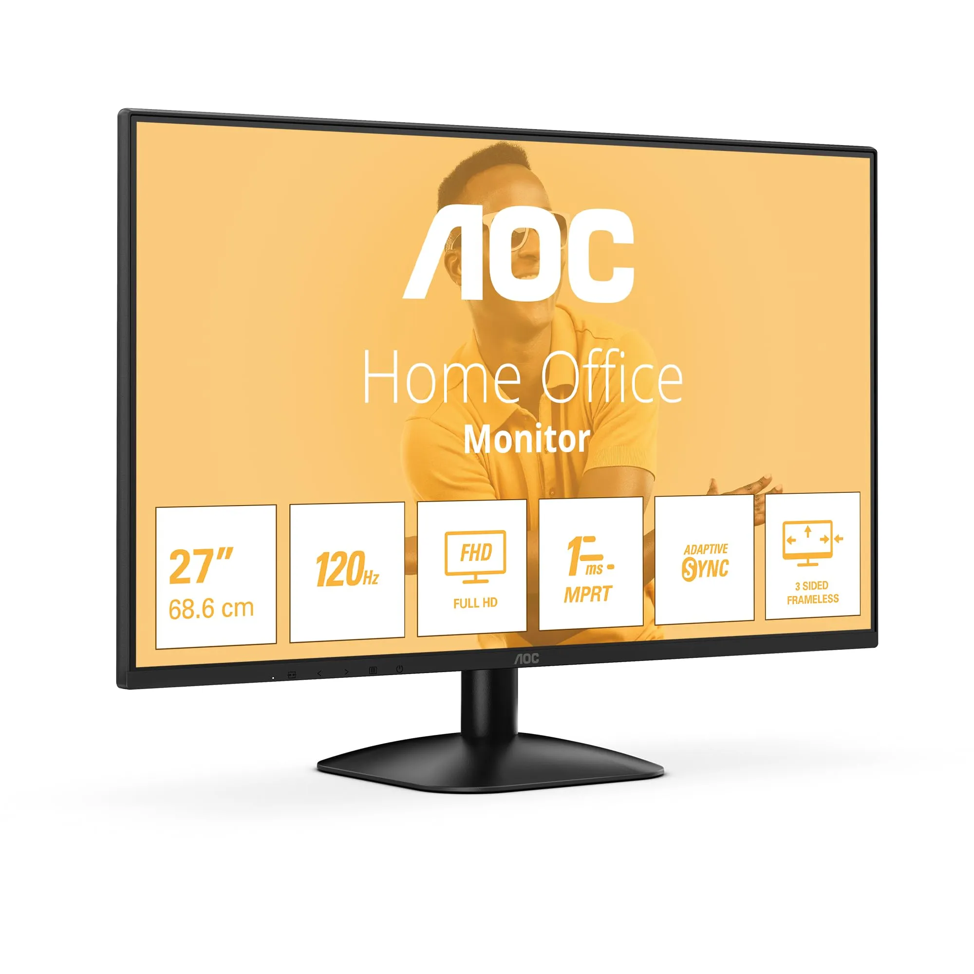 AOC 27B31H - Monitor Full HD da 27 pollici, 120 Hz, sincronizzazione adattiva dell'immagine 1920x1080, 1x D-Sub, 1x HDMI 1.4 nero, 27 inch FHD IPS, 100 Hz, No Altoparlanti