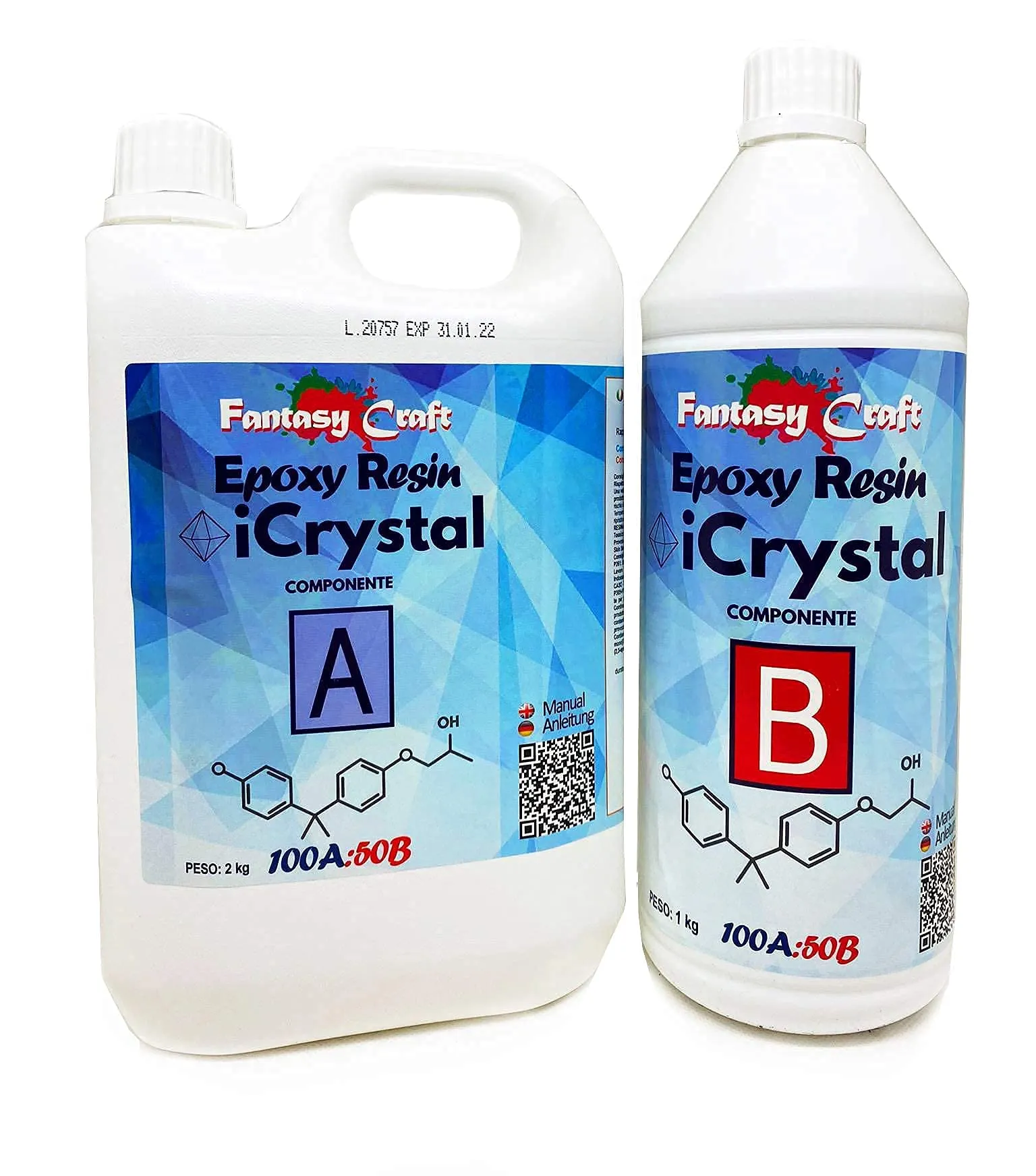 RESINA EPOSSIDICA ICRYSTAL – 3 KG: Ideale per la creazione di gioielli, River Table e Creazioni Artistiche - Certificata Atossica - Assistenza Tecnica in Italiano – 100% Made in Italy