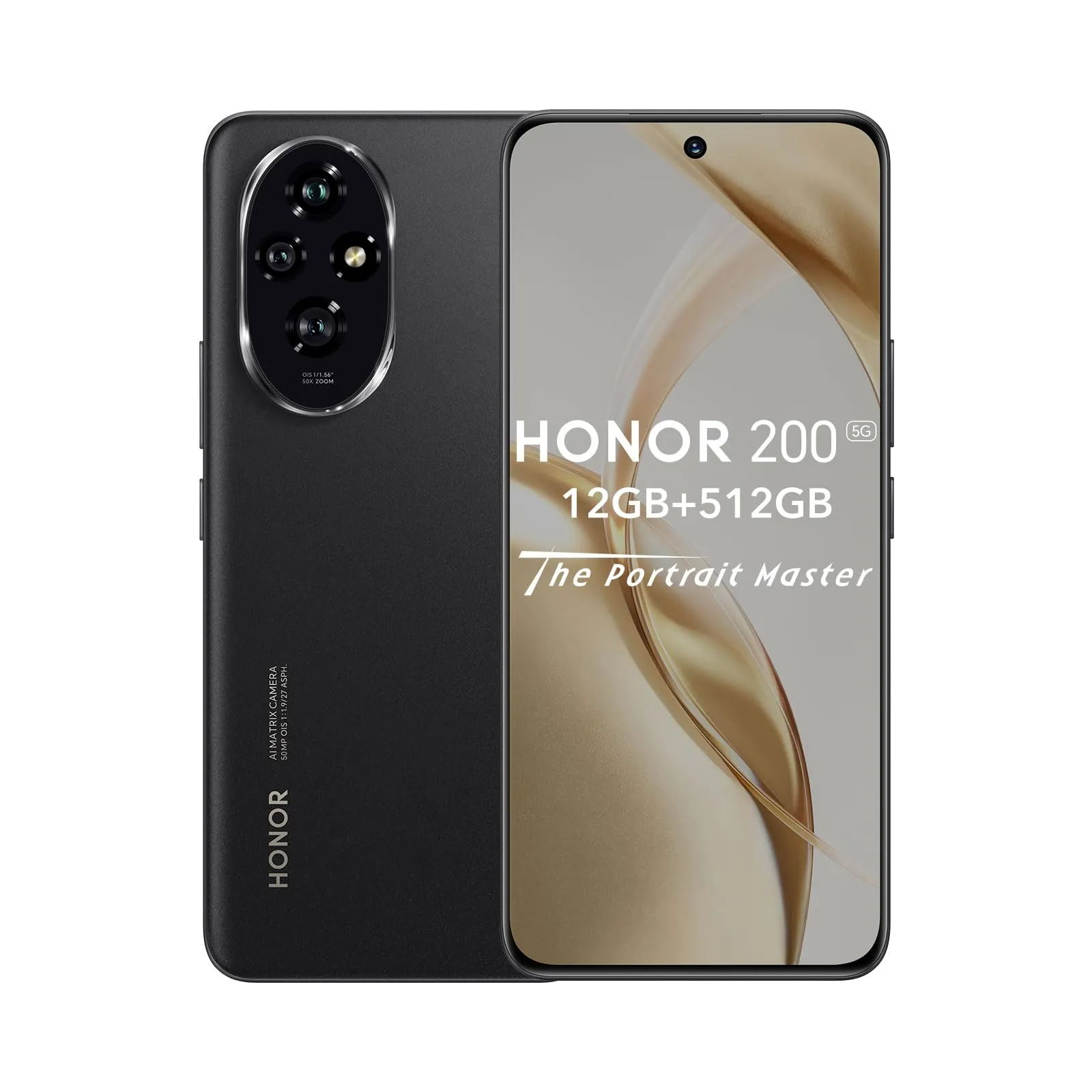 HONOR 200 Smartphone 5G 12GB 512GB, 120Hz 6.7" AMOLED, tripla fotocamera 50 MP, Snapdragon 7 Gen 3, 5200mAh Batteria, Android 14, Dual Sim, NFC, Nero