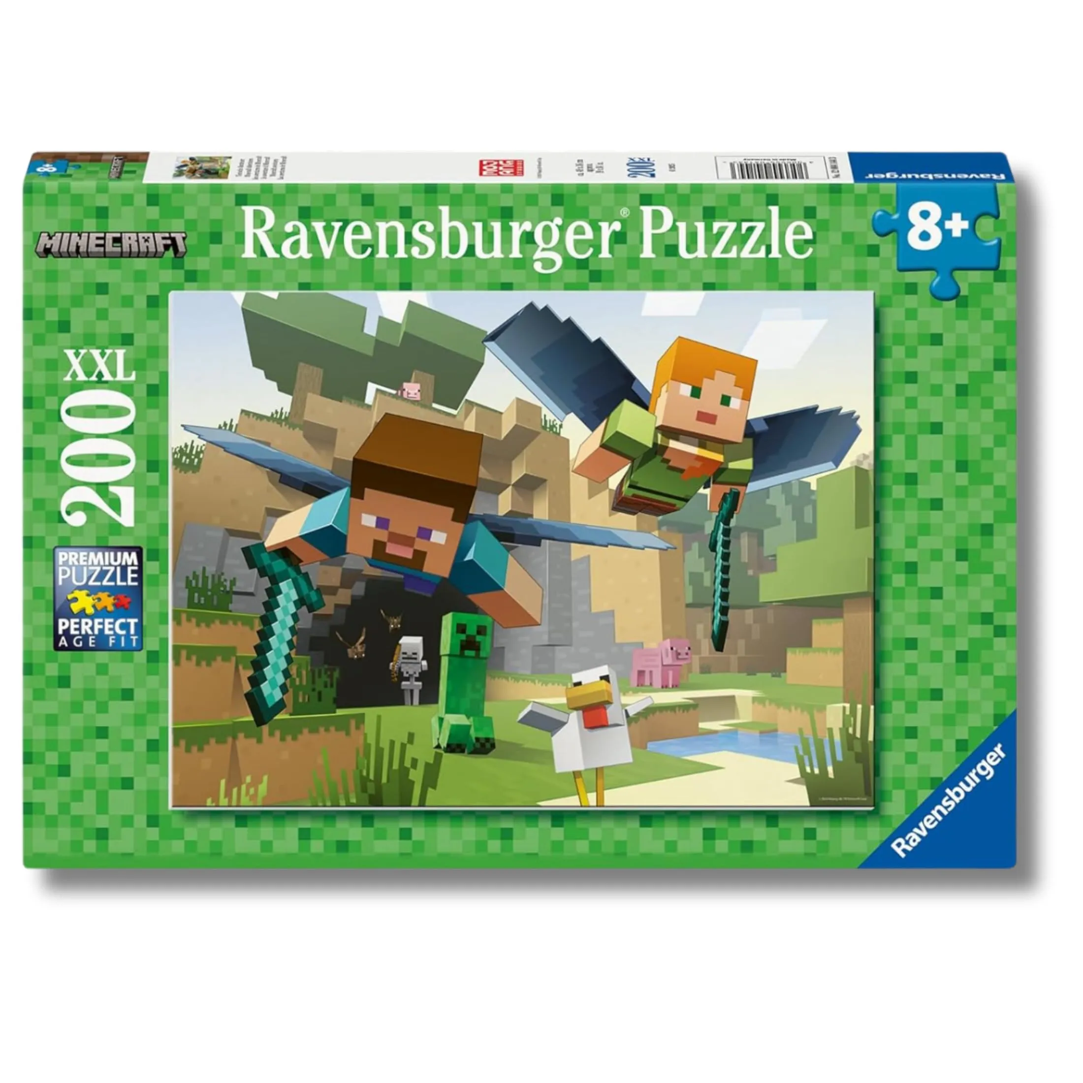 Ravensburger - Puzzle Minecraft, Puzzle 200 pezzi XXL, Puzzle Bambini 8 Anni, 58x25cm