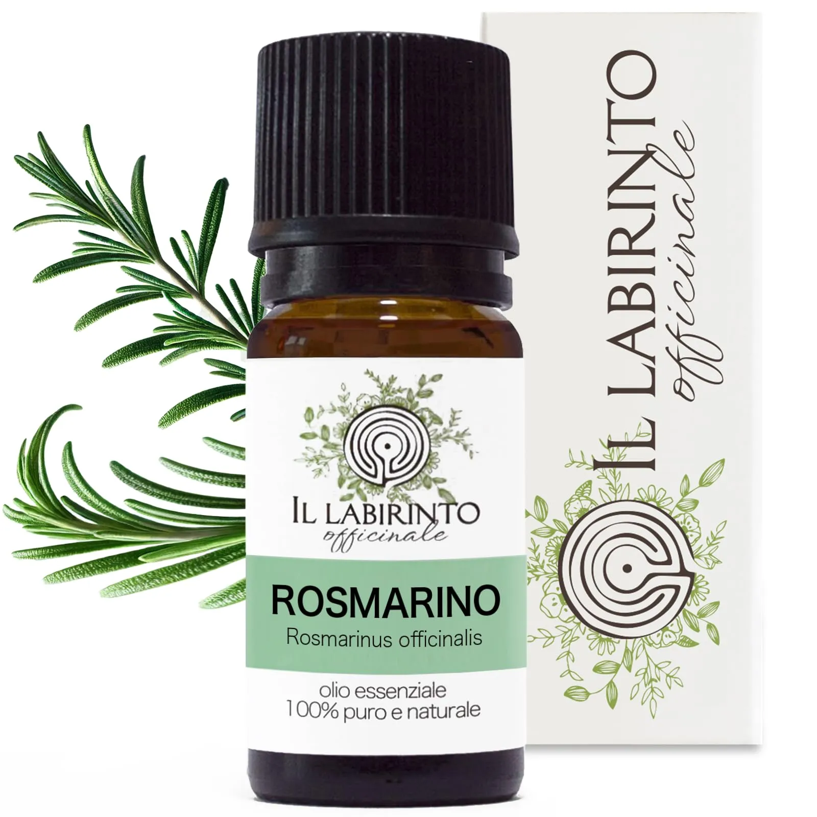 Olio Essenziale Rosmarino Cineolo puro alimentare Il Labirinto Officinale - Oli Essenziali Naturali - Olio essenziale per Diffusori e Umidificatori, Aromaterapia - 10ml
