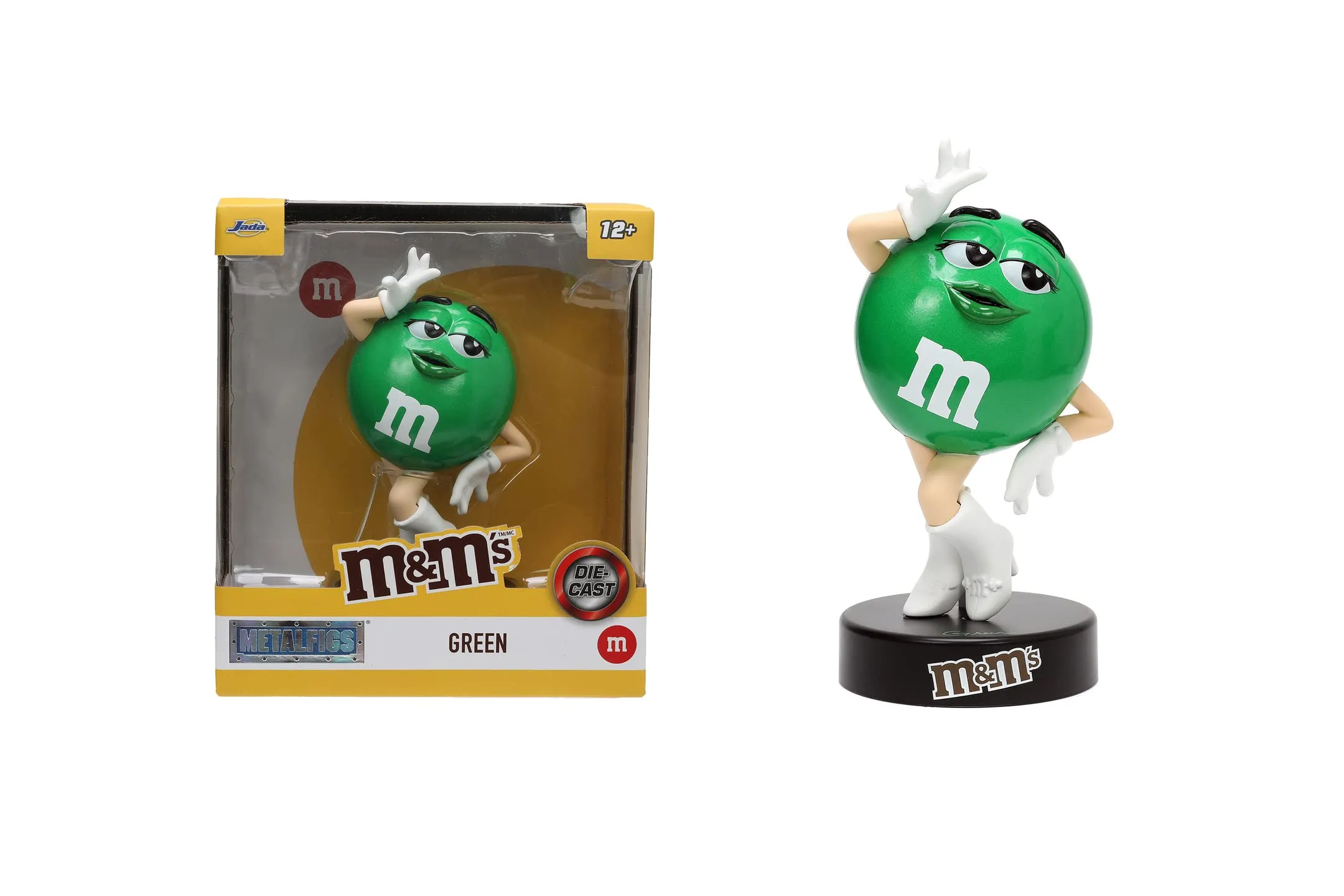 Jada Toys M&Ms - Statuetta verde M&M`s, 10 cm, in metallo con vernice metallica, articolo decorativo per appassionati di collezionisti e amanti del cioccolato, verde
