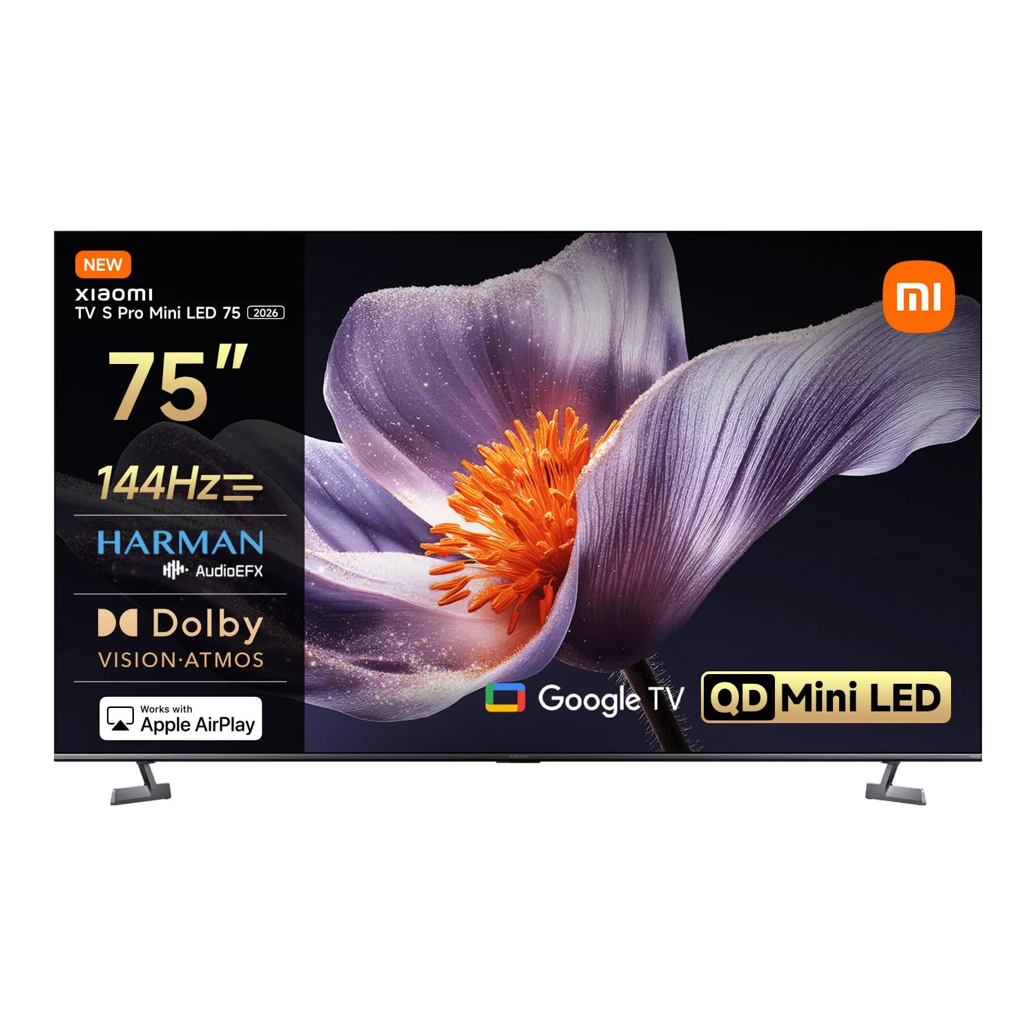 XIAOMI TV S Pro Mini LED 75,smart tv,4k QLED,144Hz Google TV,HDR 10+, Tuner DVB-C/S/S2/T/T2,MEMC,Dolby Vision,Dolby Atmos,DTS-X,Harman AudioEFX，Integrazione Alexa, Airplay2
