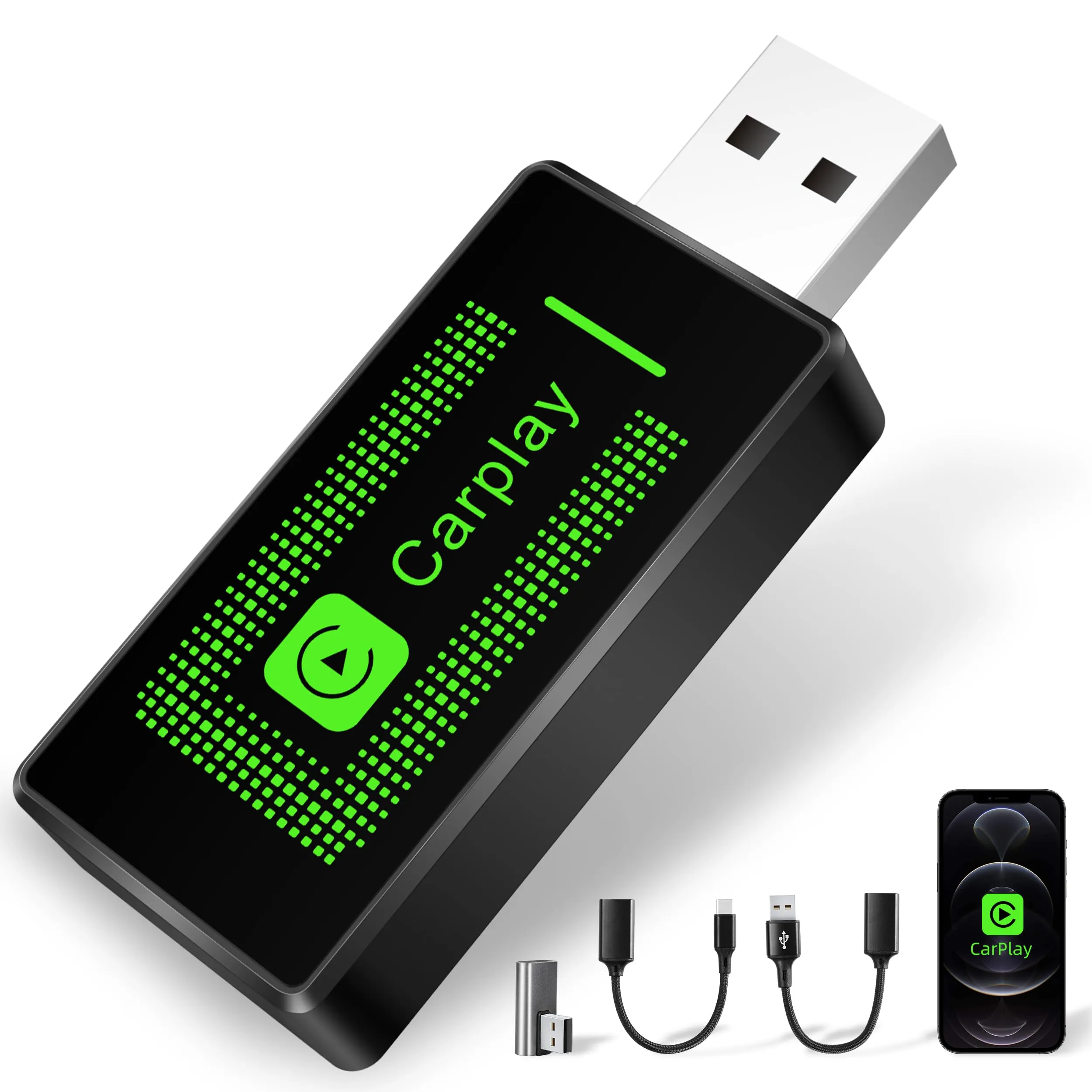 Lyssiefeel Wireless Carplay Adapter for iPhone,2024 Upgrade USB CarPlay Wireless Stick,Easy Plug & Play,Compatible with Cars from 2016 & iPhone iOS 10+ (CLZ121)