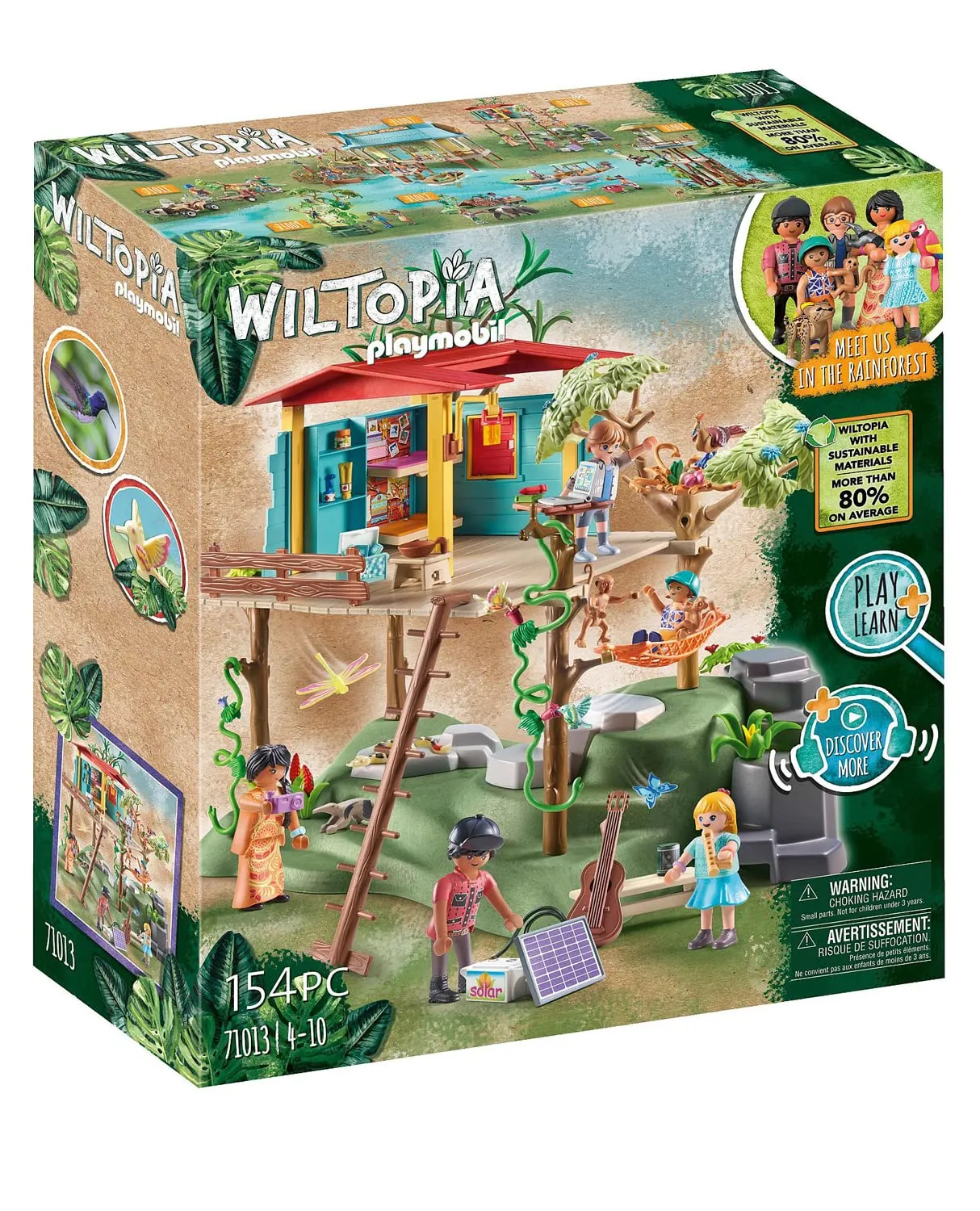 PLAYMOBIL Wiltopia 71013 Casa sull'Albero della Foresta Amazzonica, con Animali Giocattolo, Giocattolo Sostenibile per Bambini dai 4 Anni in su