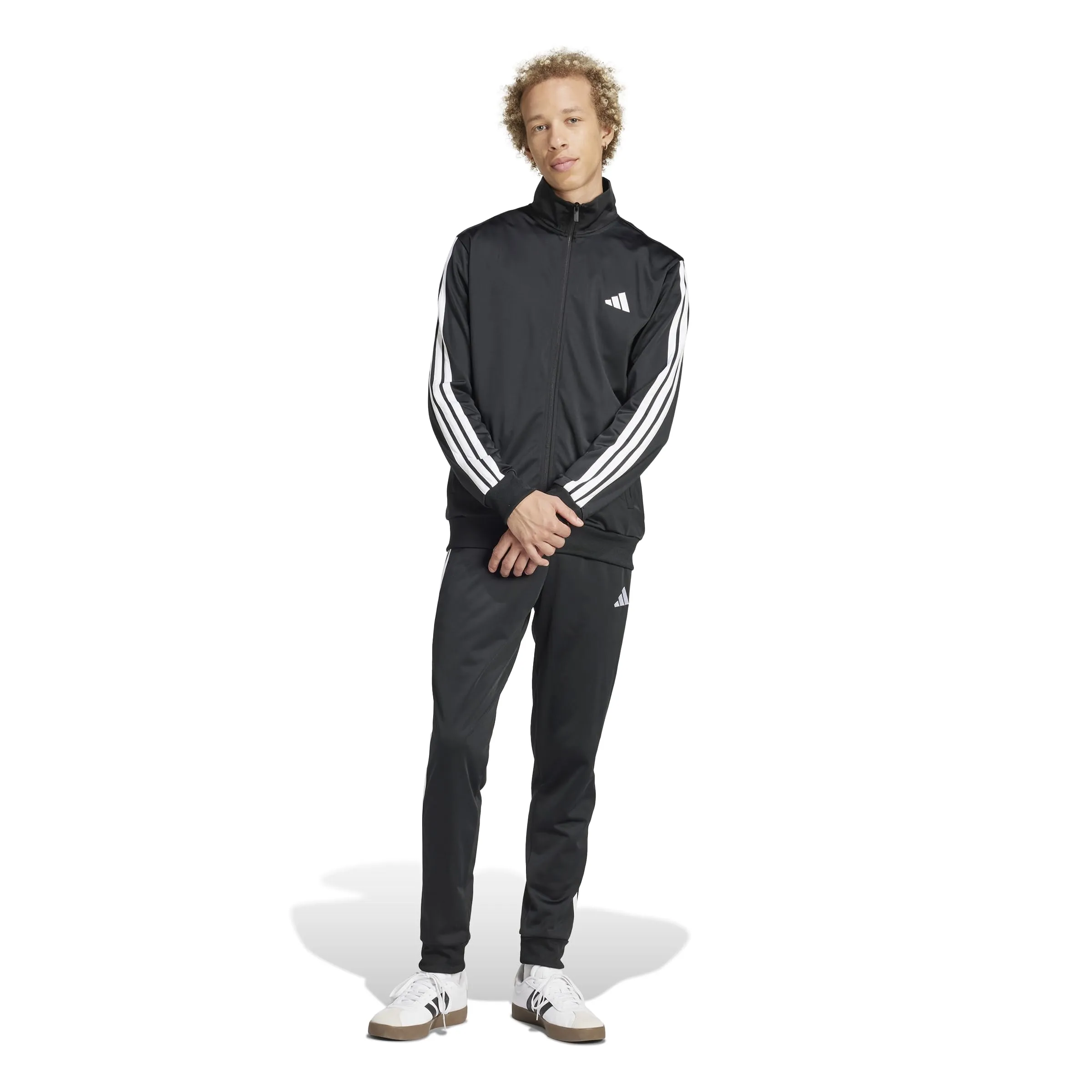 adidas Uomo Sportswear Basic 3 Stripes Tricot Tracksuit, Tuta da Allenamento, Multicolore (Nero), M