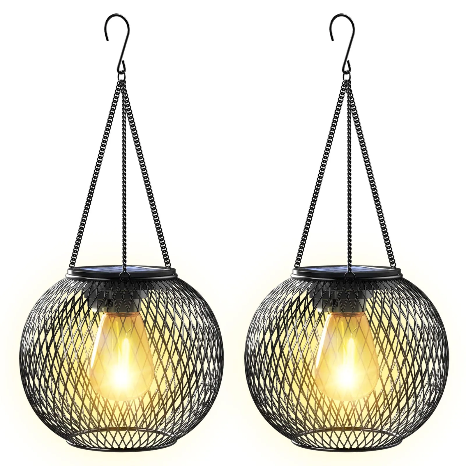 KagoLing Lanterne Solari da Esterno, 2 Pezzi Lampada Solare da Giardino in metallo IP65 Impermeabile Lampada da esterno per da Esterno Giardino Natale Feste Camera da Letto Decorazioni (Bianco caldo)