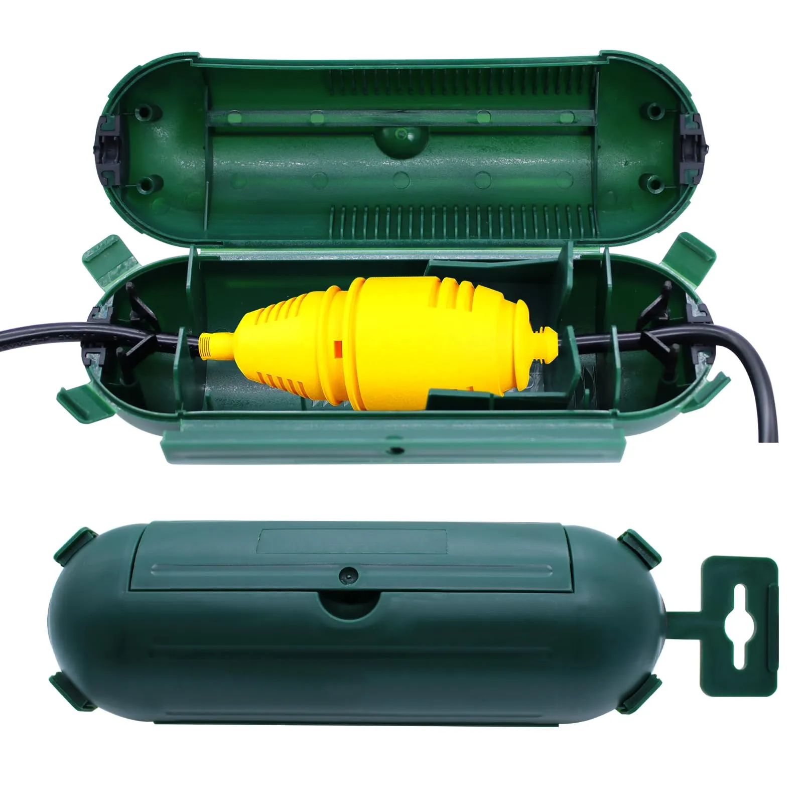 RUNYU® 2 Pezzi Scatola di Protezione Stagna Elettrica IP44 per Esterno, Presa CEE, Cavi per Spina, Impermeabile e Scarico Della Trazione