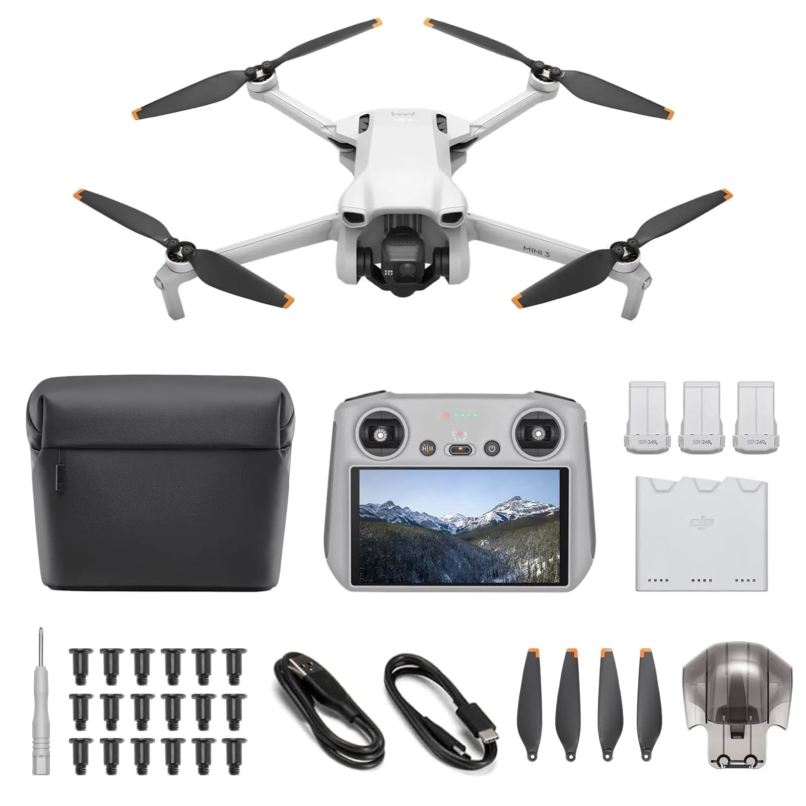 DJI Mini 3 Fly More Combo (con DJI RC) – Mini drone con fotocamera leggero e pieghevole con video in 4K HDR, autonomia di 38 minuti, Riprese verticali native e funzioni intelligenti