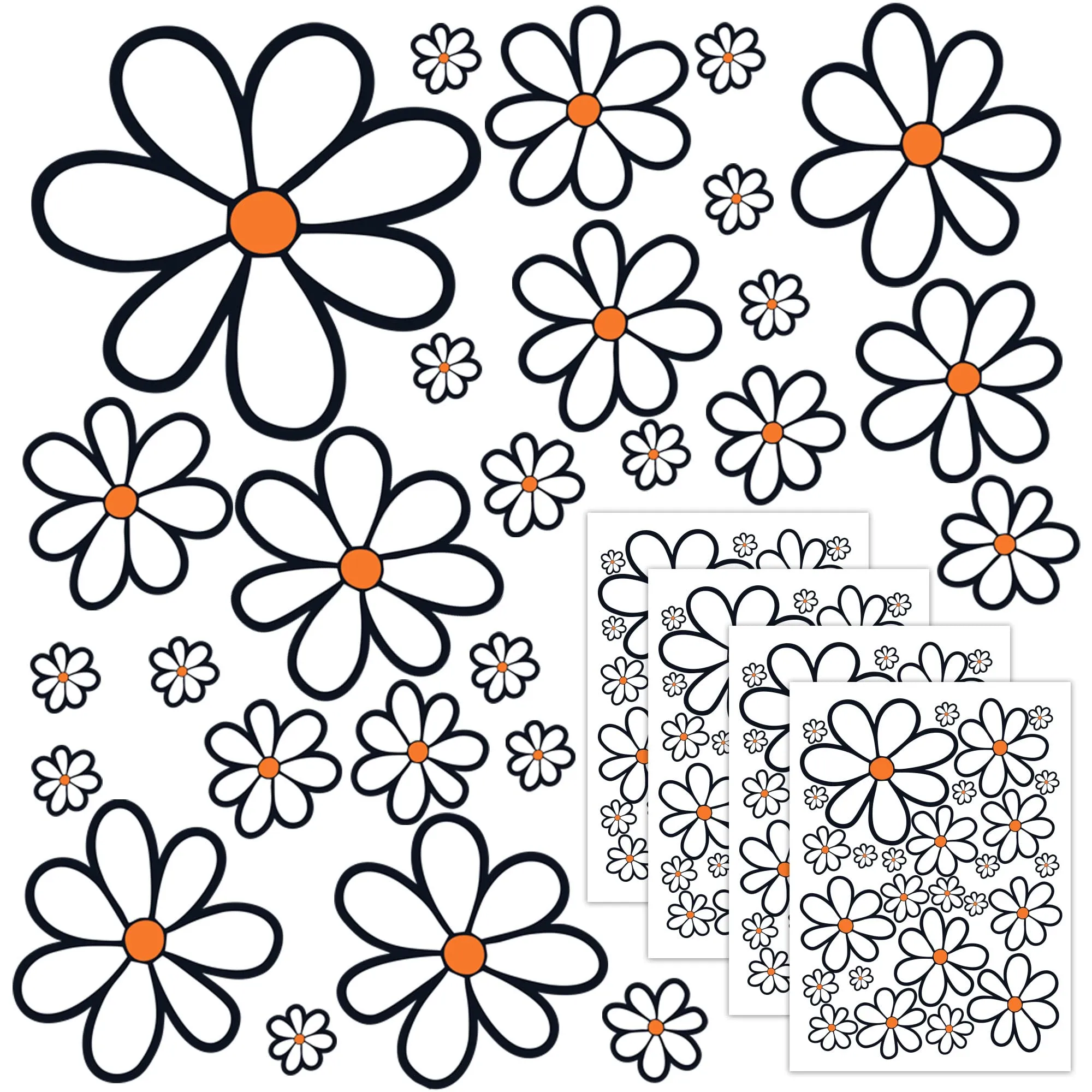GamesMonkey® - Adesivi Auto Fiori Margherite Prilblumen Tuning - 27/54 / 108 Pezzi - Carrozzeria Divertenti Moto Bicicletta Stickers Vetri Casco (Large, 108 Pezzi, Col 005)