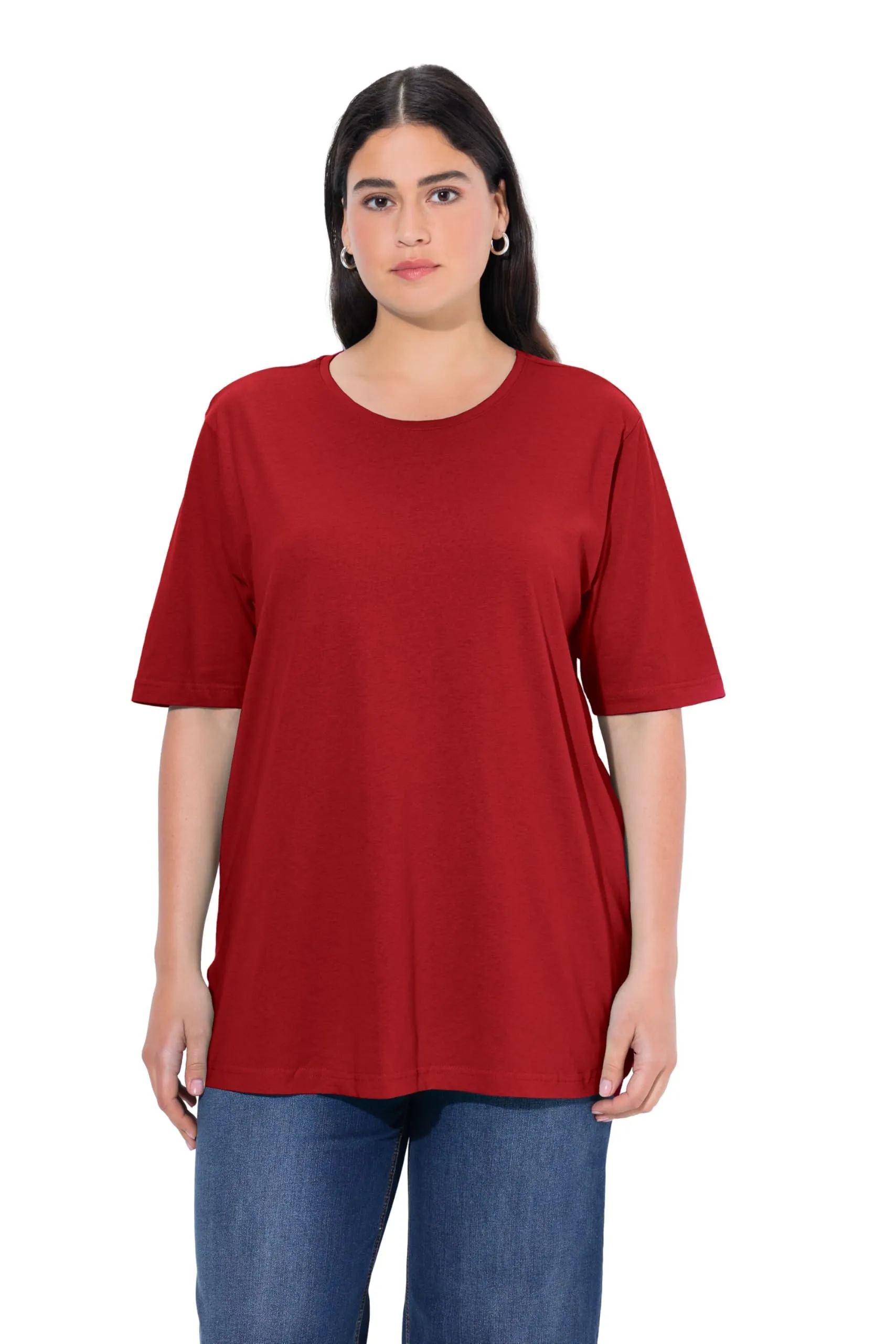 Ulla Popken Maglietta Basic, Girocollo Polo Donna, Rossa, 64-66