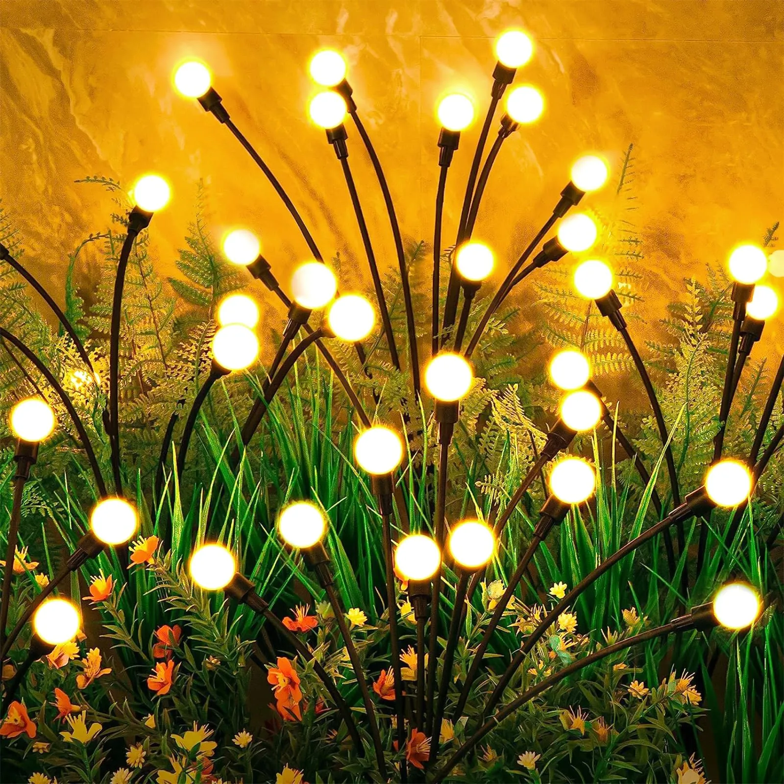 VIPNAJI Lampade Solari Lucciole, Luci Solari da Giardino, 4 Pezzi 10 Led Luci Solari Esterno, Luci Solari Giardino Esterno, Lucciole Solari da Giardino IP65 Impermeabile, per Il Patio Giardino
