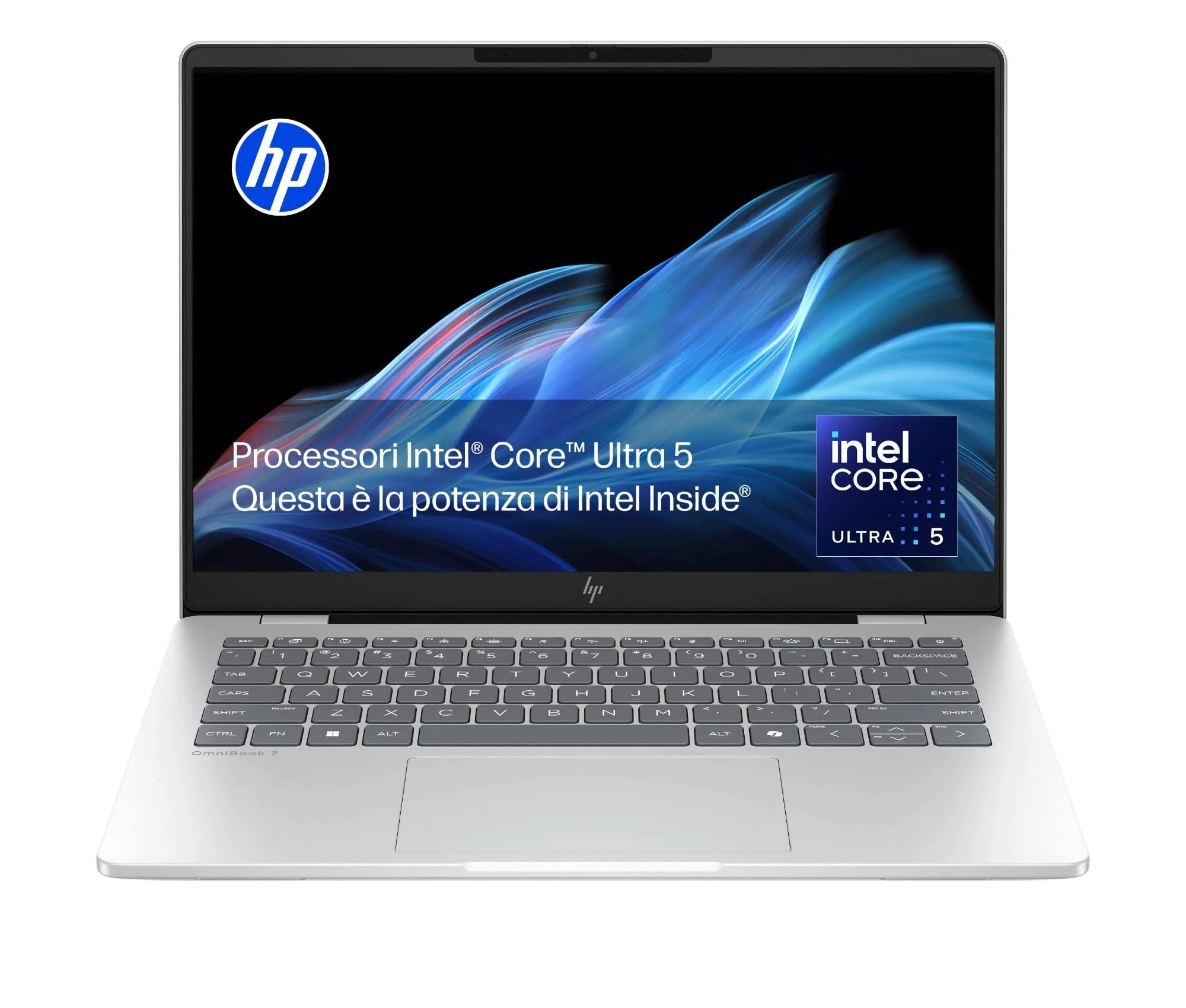 HP OmniBook 7 AI 14-fr0001sl, Notebook, Intel Core Ultra 5-225U, 16GB RAM, 512GB SSD, Display 14” OLED 2K 300 Nits, AI PC, 5MP IR Privacy Cam TNR, Windows 11, Argento