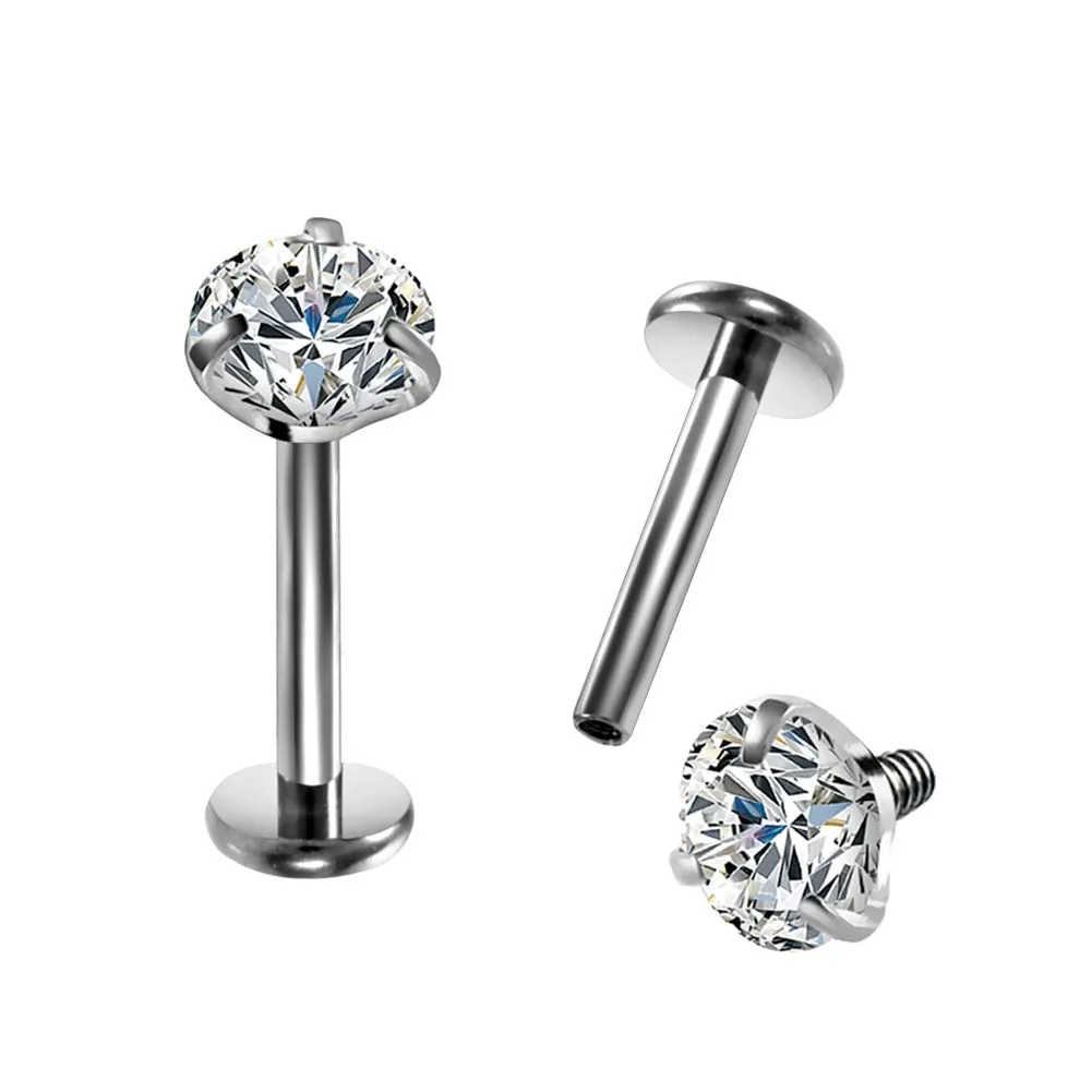 OUFER 16G G23 Tinta Titanio Labret Piercing Internamente Filo Lip Anello Chiaro CZ Trago Helix Piercing Orecchini Cartilagine