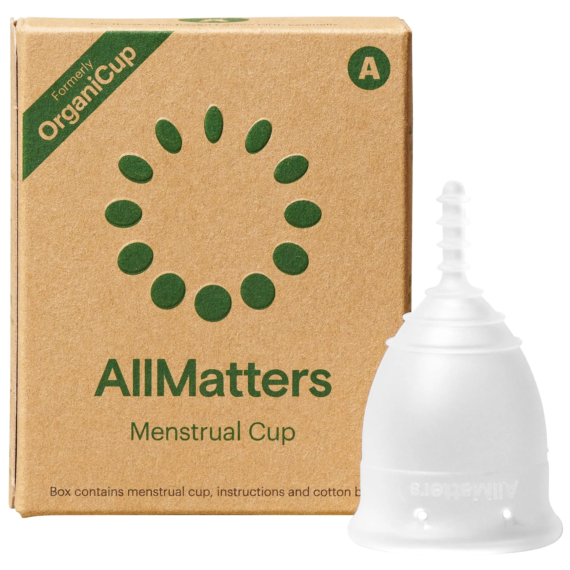 Coppetta Mestruale AllMatters (Precedentemente Nota come OrganiCup) – Taglia A, per Chi Non ha Partorito per Via Vaginale, Premiato