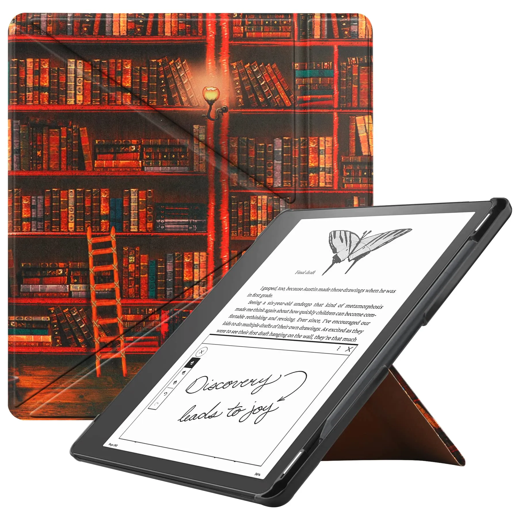 VOVIPO Slimshell Custodia per Kindle Scribe 10.2" 2024/2022 Rilasciato, Premium leggero PU Custodia in pelle con Auto Sleep/Wake per Kindle Scribe 10.2 pollici 2024/2022-Library