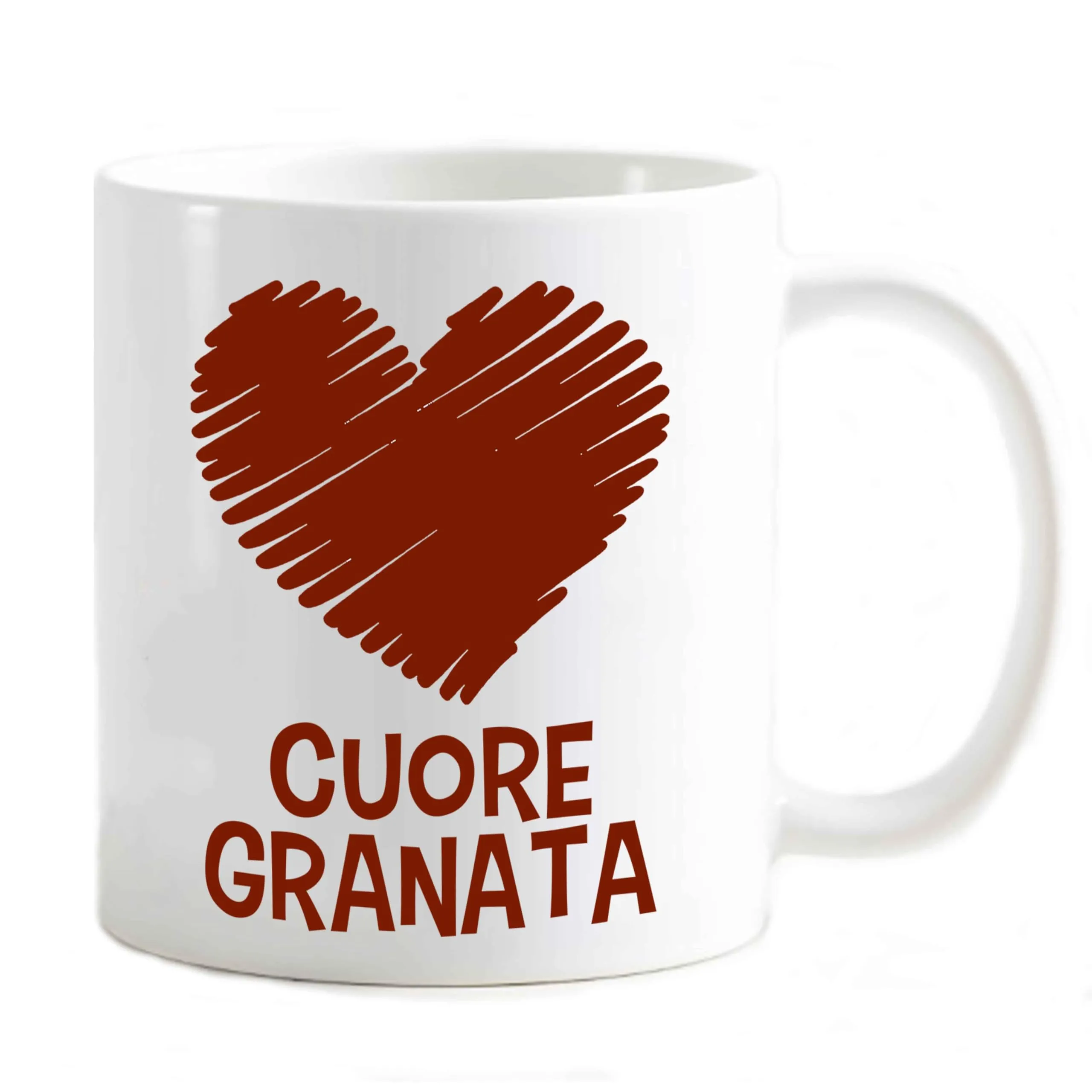 Tazza Mug colazione personalizzabile a richiesta idea Regalo x tifoso Gadget compatibile Stampa Cuore (Cuore Granata Love città di torino)