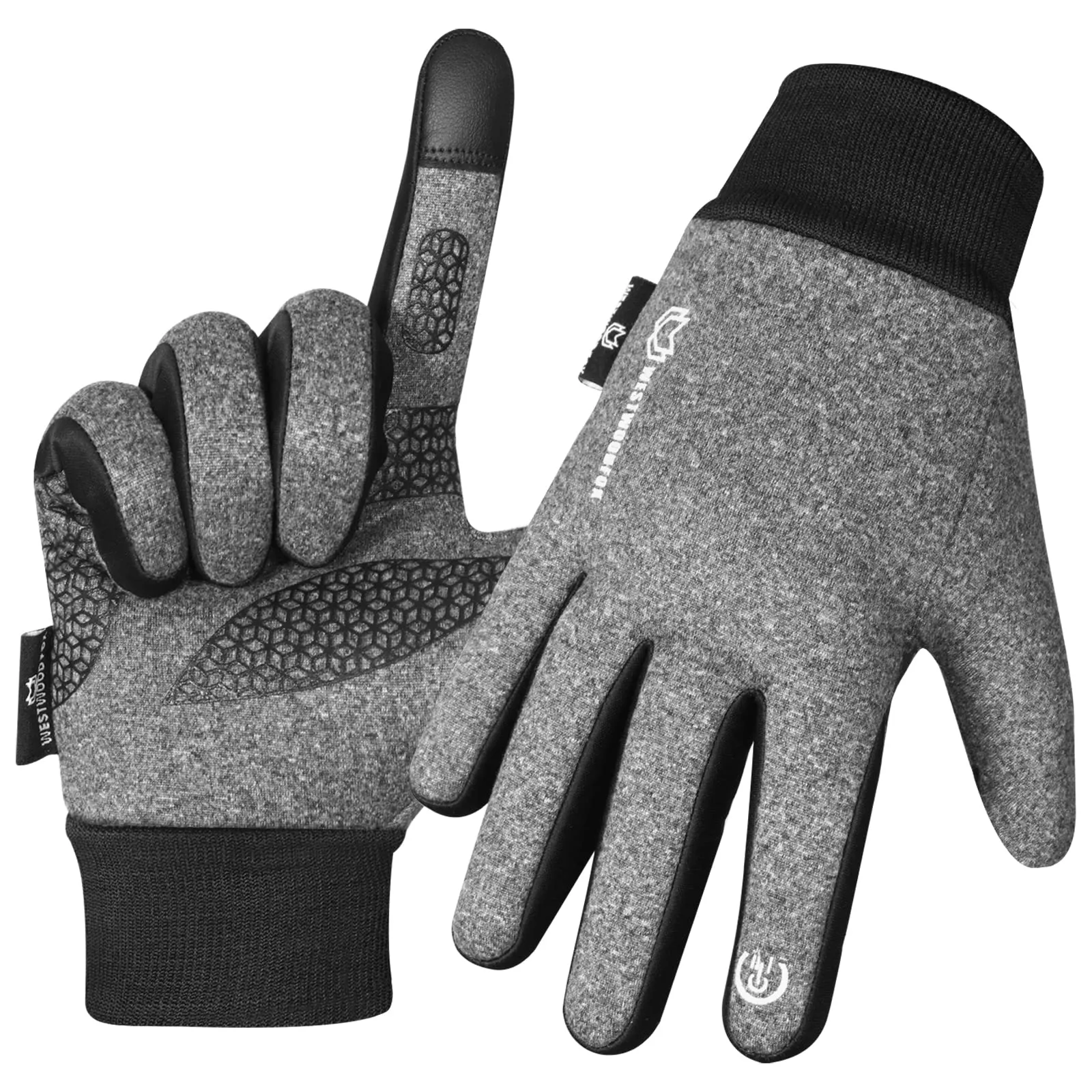 WESTWOOD FOX Guanti invernali termici antivento per corsa, touch screen, guanti da ciclismo in silicone antiscivolo per uomo e donna polsini elastici per guida sci