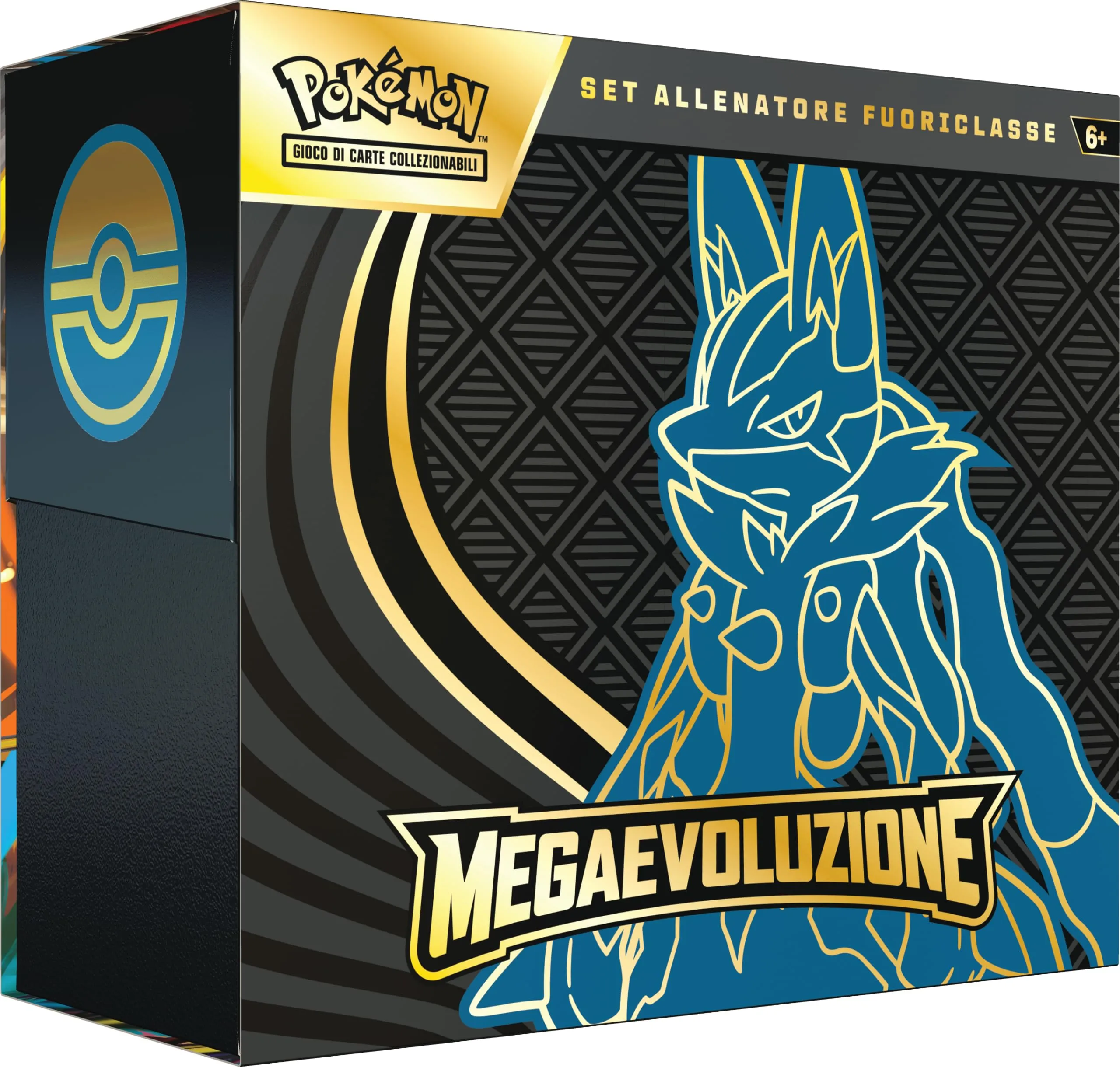 Pokémon: set Allenatore Fuoriclasse (Lucario) dell’espansione Megaevoluzione del GCC Pokémon (una carta promozionale a figura intera, nove buste di espansione e accessori premium)