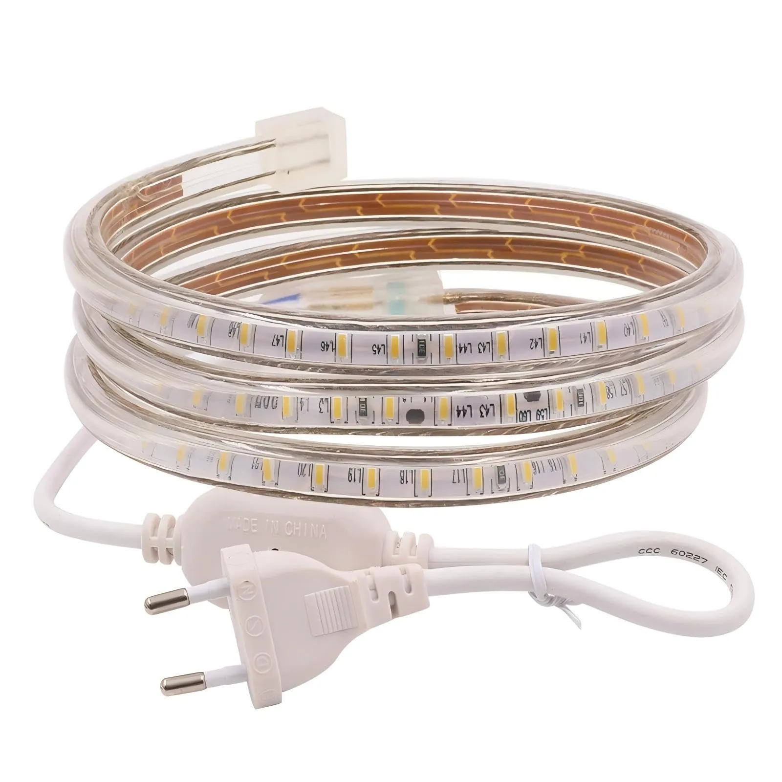 XUNATA Striscia LED, 3 Metri, Luce Bianco Caldo, 220V SMD 3014, 120 LEDs/m, IP67 Impermeabile, Flessibile Striscia a LED Moderno per Cucina Scala Soffitto Tetto