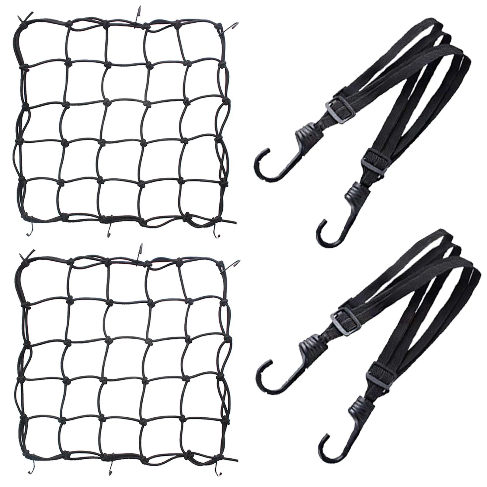 2 Pezzi Rete Ragno Moto con Ganci + 2 Elastico Rete Portapacchi Elastia Accessori per Viaggio Bici Casco