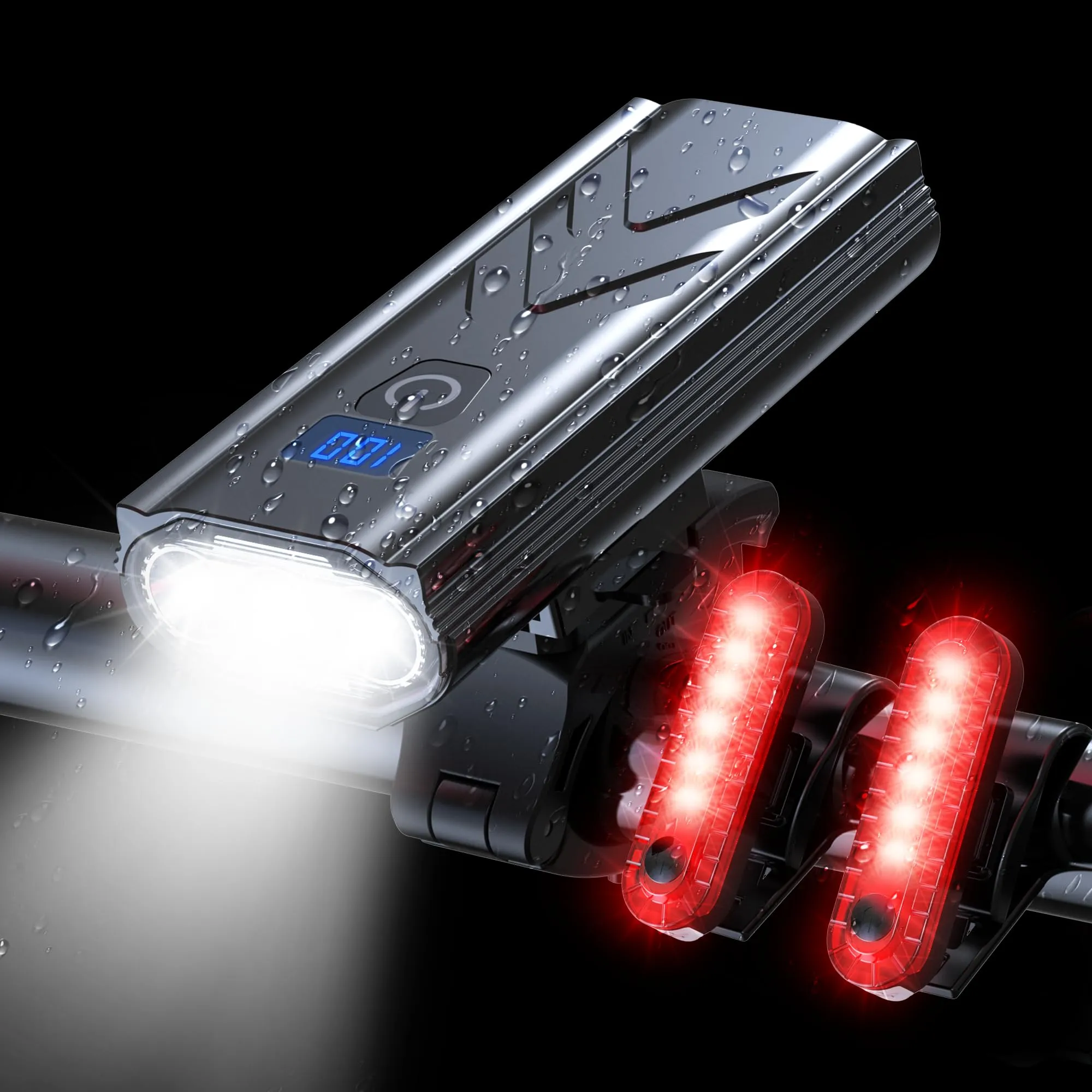 Luci Bicicletta LED Ricaricabili USB 6000mAh - 10000 Lumens Set Luce Anteriore/Posteriore per Bici Elettriche, MTB e Bici da Corsa con Fanale Frontale Potente - Impermeabile 6+4 Modalità