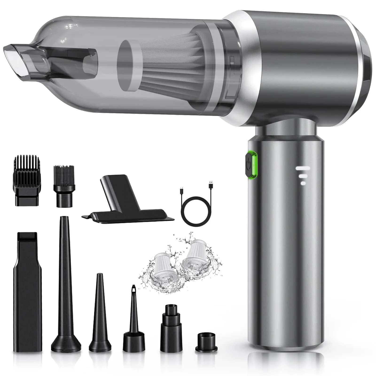 NVKHG Aspirabriciole Senza Fili, 18000Pa Aspirapolvere Auto Portatile, Aspiratore e Soffiatore con Motore Brushless, Mini Aspirapolvere Potente per Auto Casa Ufficio Peli di Domestici