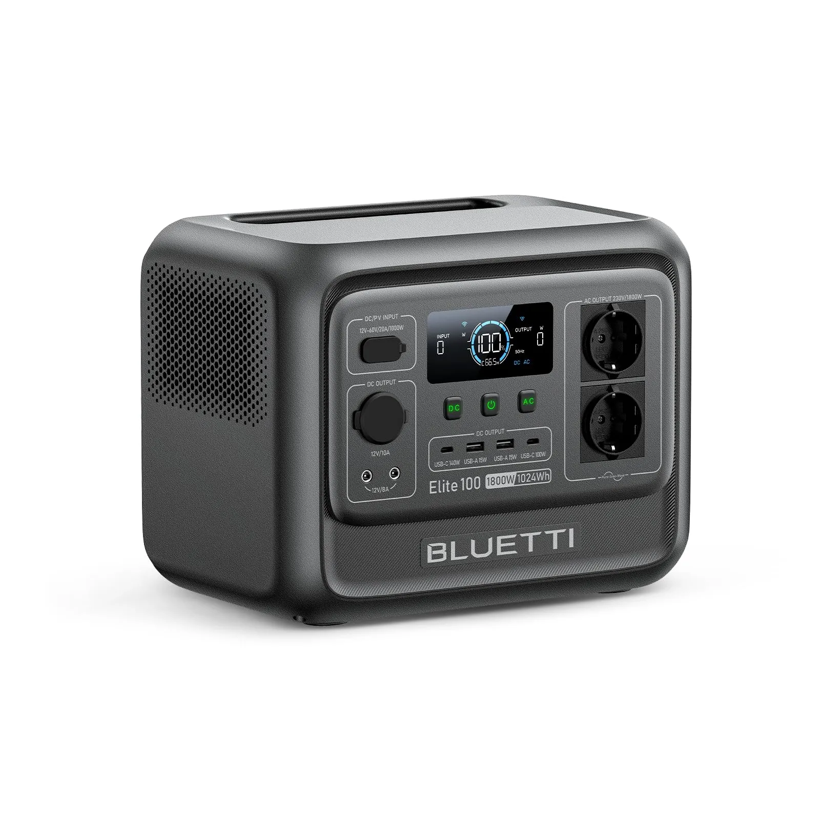 BLUETTI Elite 100 V2 (2025 Nuovo) Centrale Elettrica Portatile, LFP Batteria da 1024Wh, 2 Uscite CA 1800W (3600W Picco), 35% Più Piccolo, Alimentazione per campeggio, Interruzioni, Backup UPS