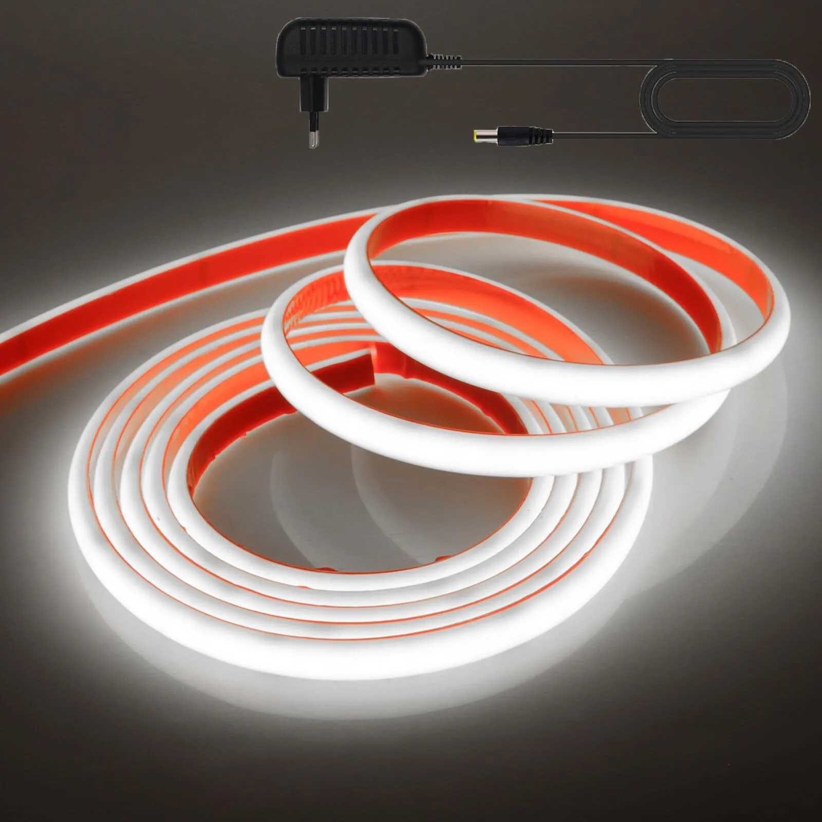 HEGEHE - 12V COB LED strisce al neon [5M, luce bianca 6000-6500K], IP68 impermeabile, 320 LED/m flessibile FCOB LED Nastri CRI90+, tagliabile ogni 2,5cm, decorazione domestica