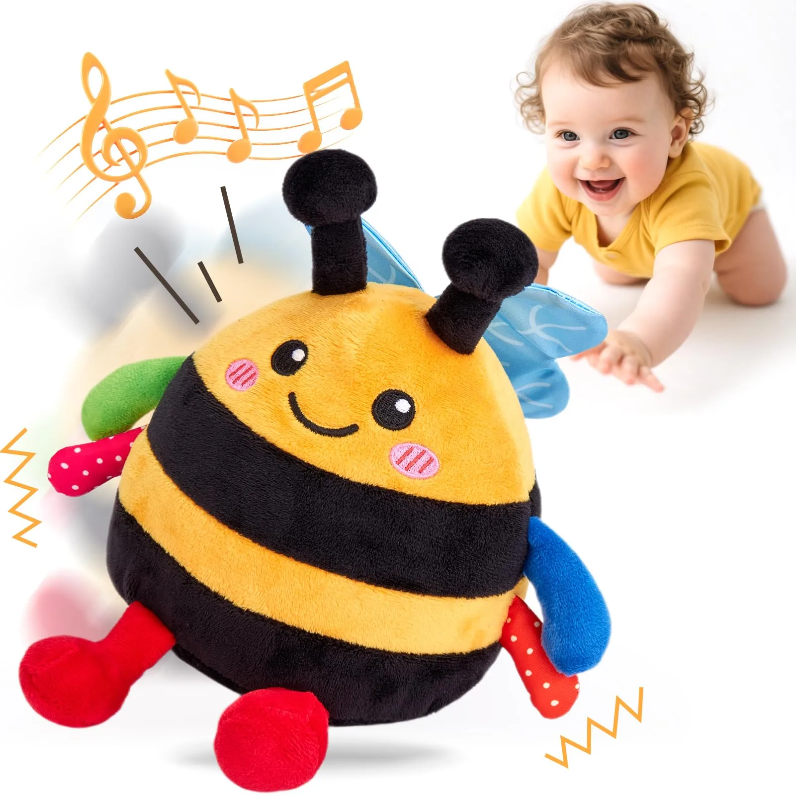 hahaland Giochi Bambini 6-9 12 Mesi Interattivo - Peluche Musicale Giocattolo Gattonare per Tummy Time 6 7 8 9 10 12 Mesi, Regalo Bimbo Bimba 1 Anno