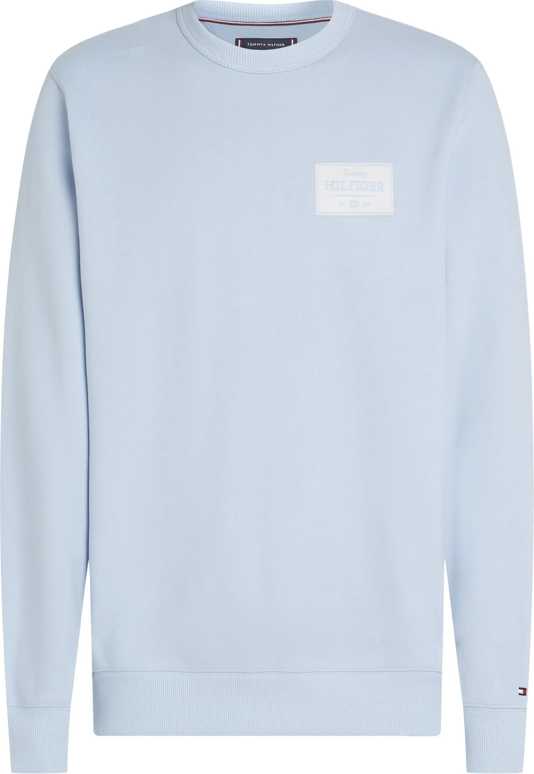 Tommy Hilfiger Uomo Felpa Monotype Label Scollo Rotondo, Blu (Breezy Blue), S