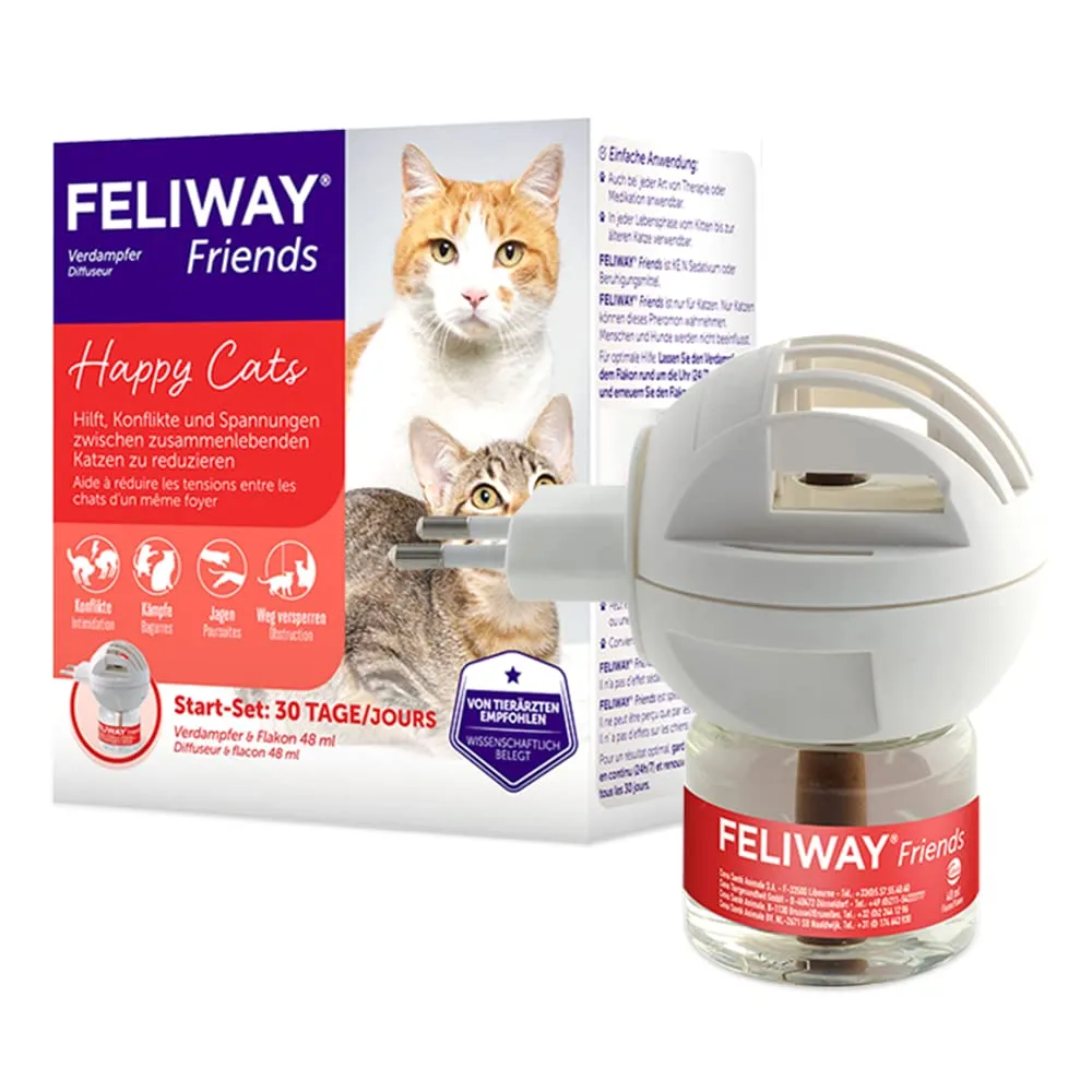 FELIWAY Friends Start Kit per Gatti | Evaporatore per Presa e Bottiglia | feromoni per ridurre la Tensione e i conflitti tra Gatti | più Armonia nella Famiglia per Gatti | 48 ml