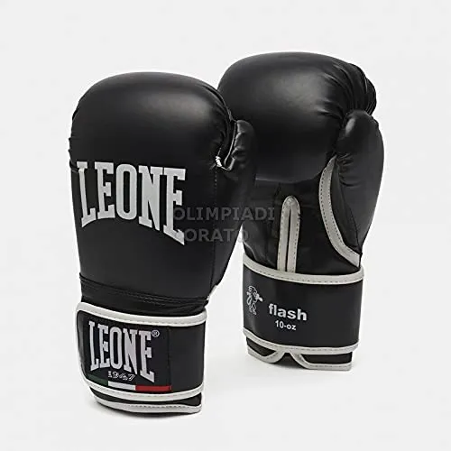 LEONE 1947, Flash Guantoni da Boxe, Unisex – Adulto, Nero, 10OZM, GN083